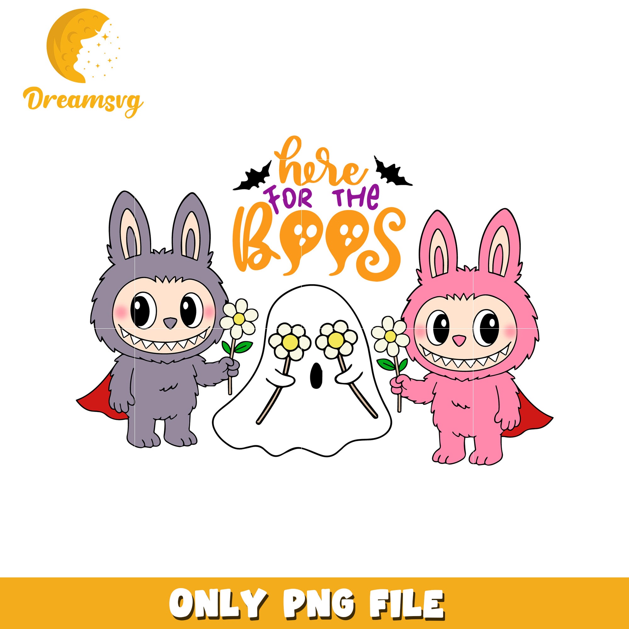 Here for the boos design png, halloween labubu png, halloween pumpkin png