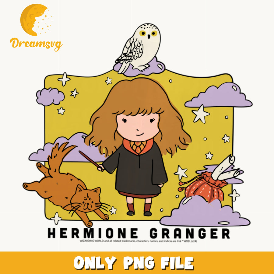 Hermione Granger Clipart PNG, Harry Potter Design, Cute Witch PNG