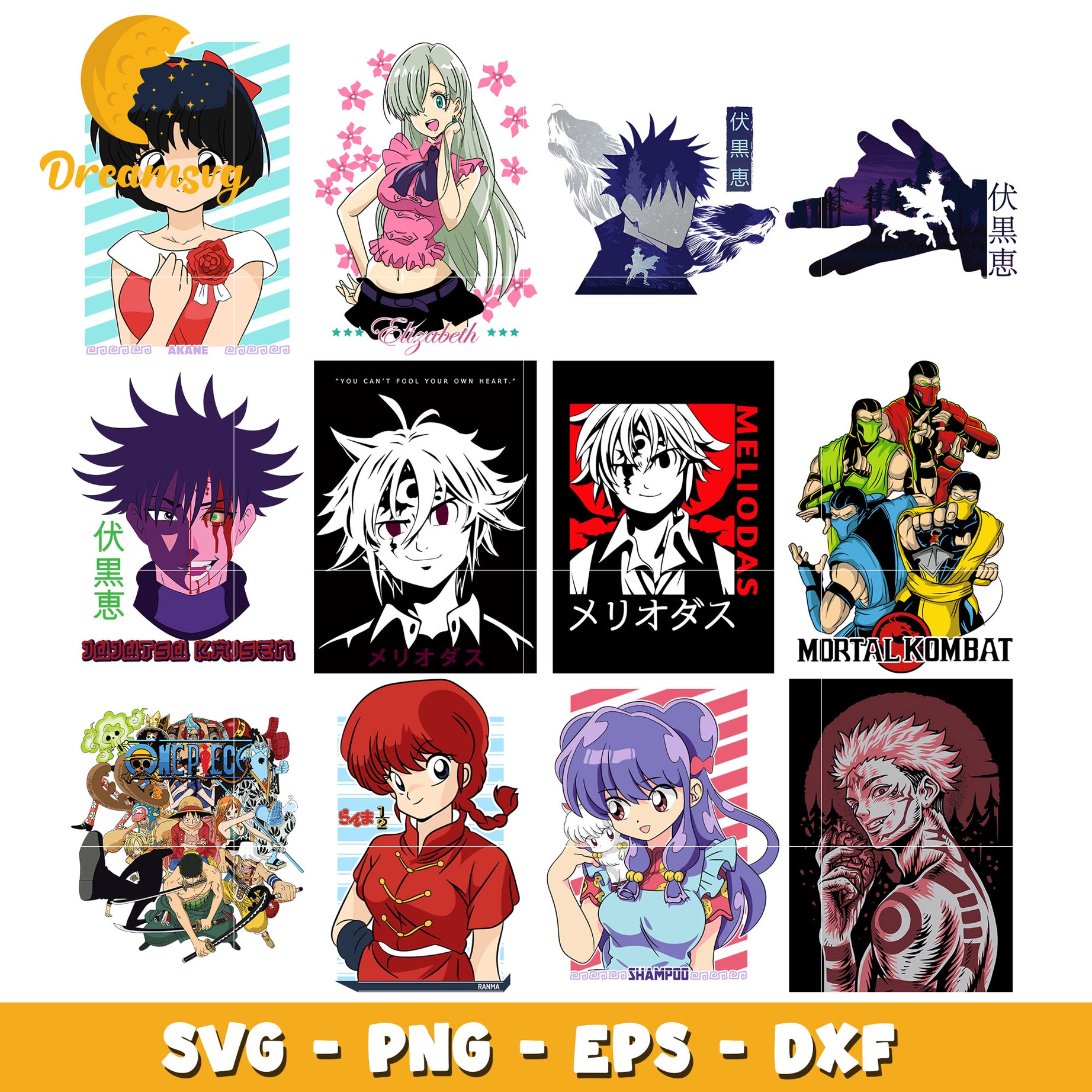 Anime popular characters design bundle svg, anime characters svg