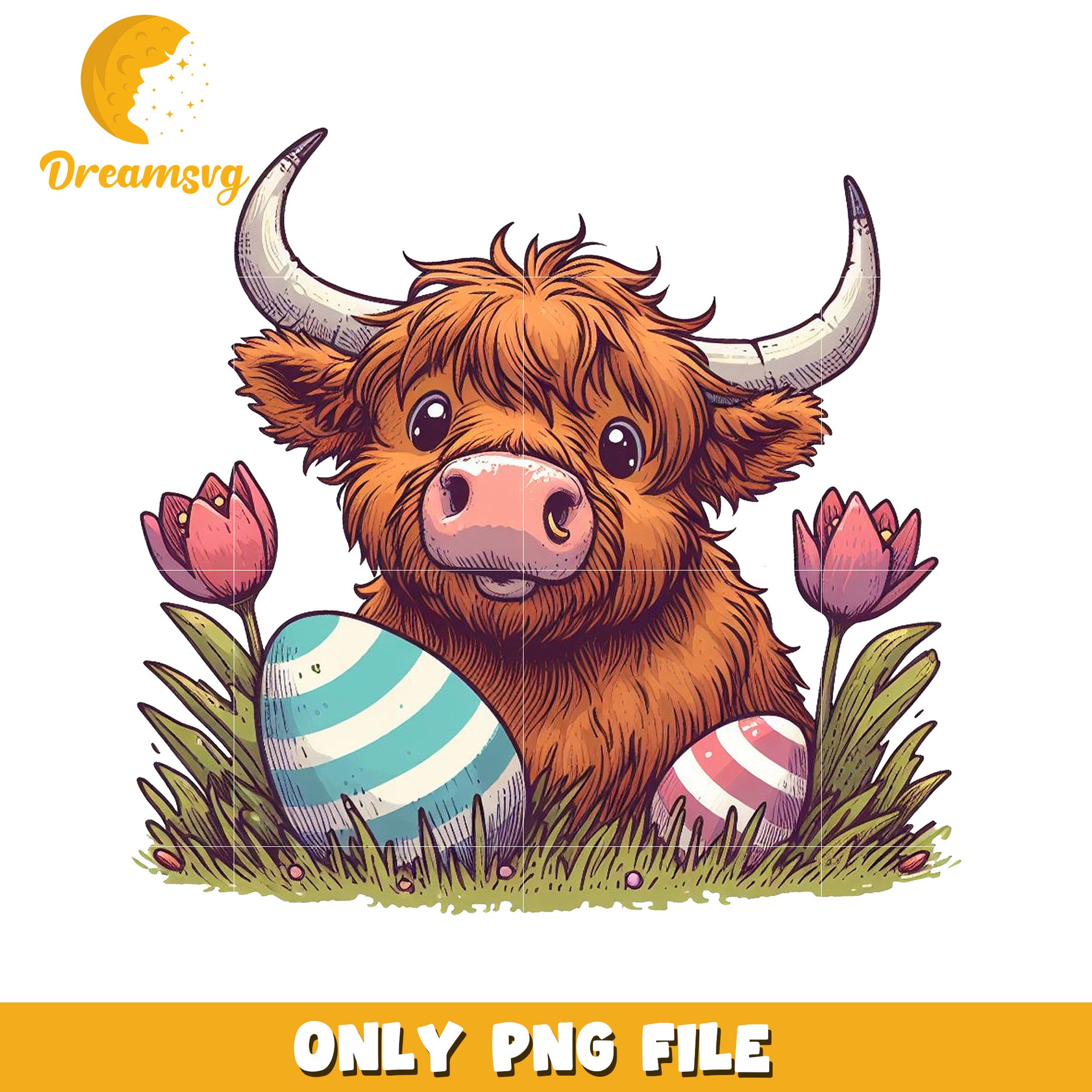 Highland Cow Easter PNG