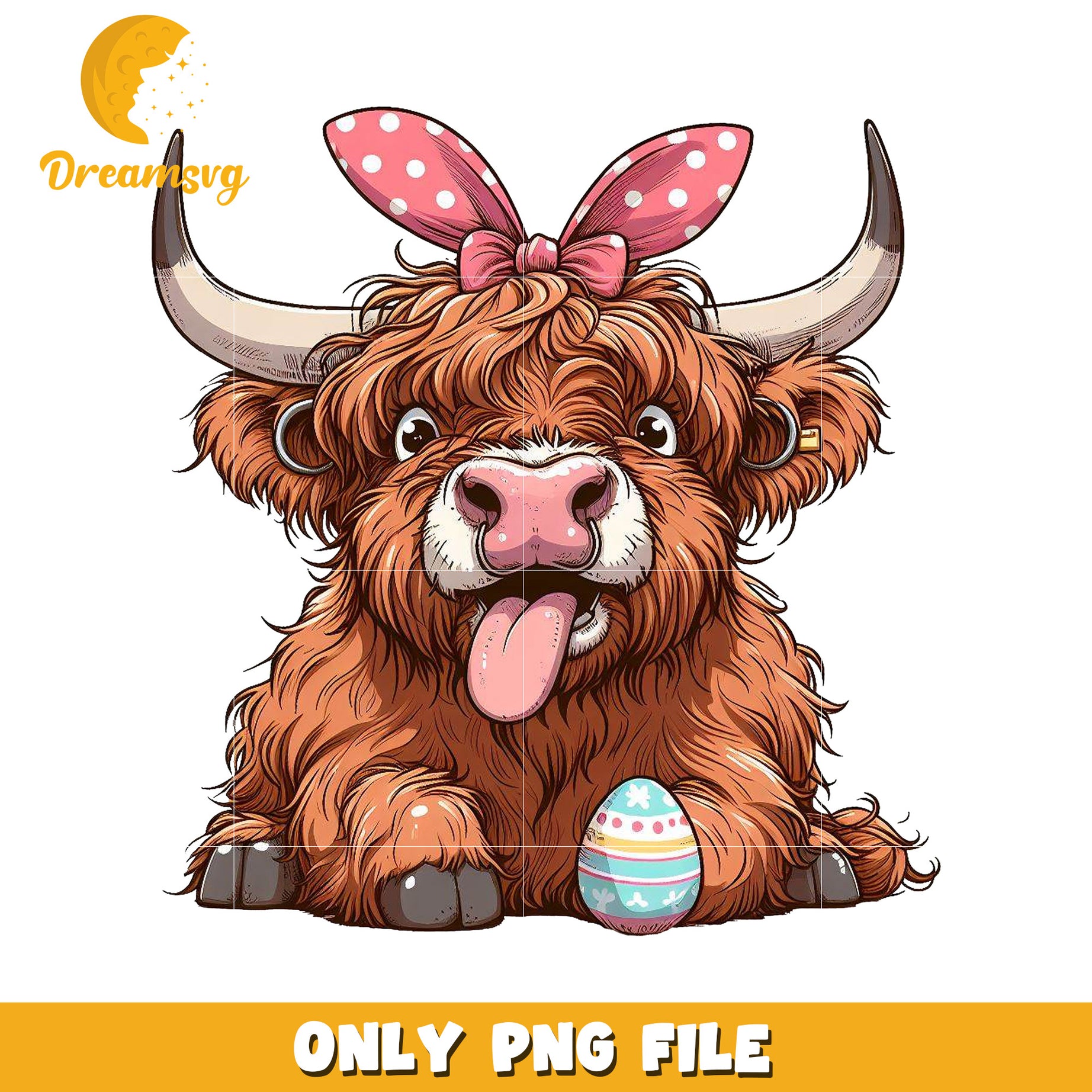 Highland Cow Easter PNG Cute Design