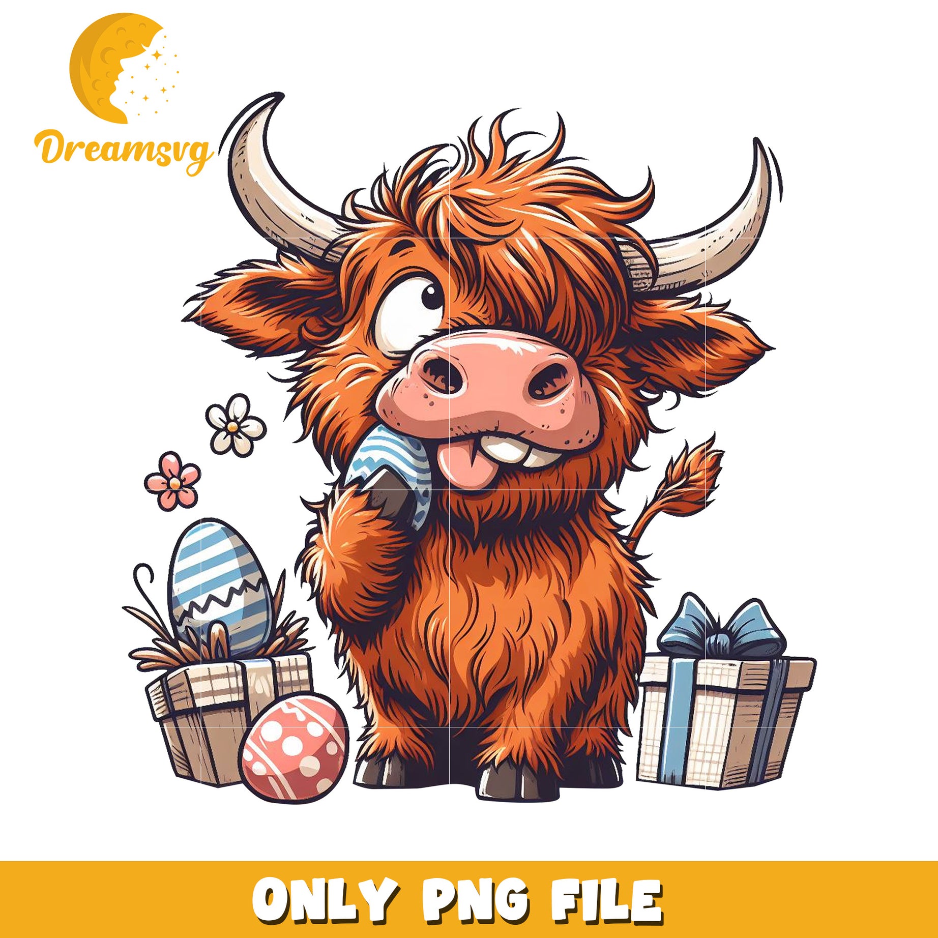 Highland Cow Easter PNG Digital Download