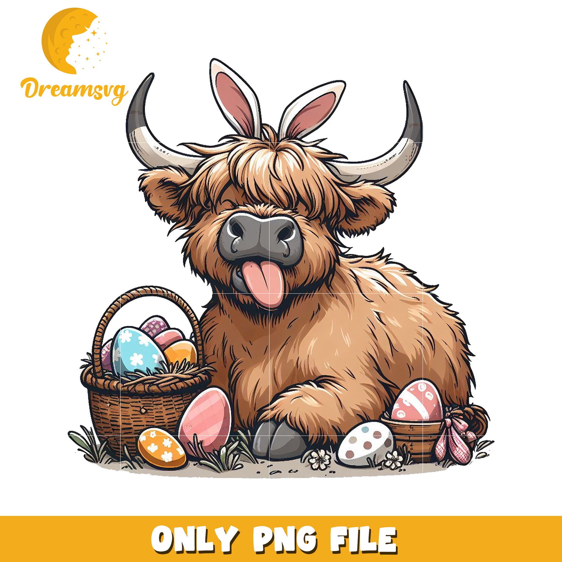 Highland Cow Easter PNG Download