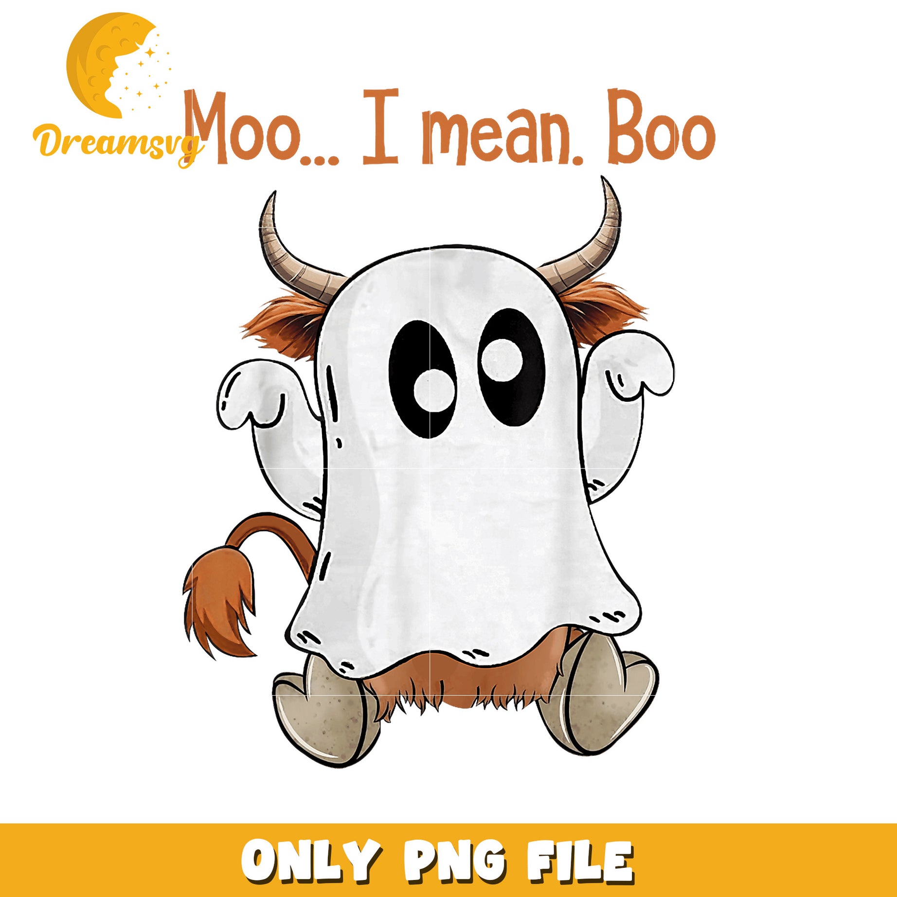 Highland Cow Ghost PNG Sublimation Design