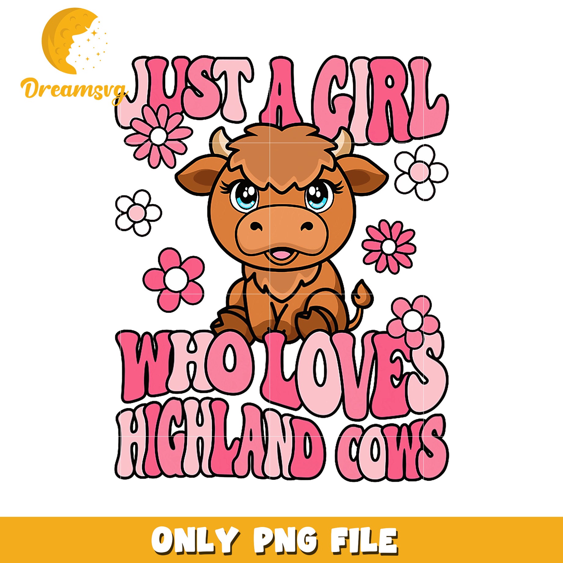 Highland Cow Girl PNG Design