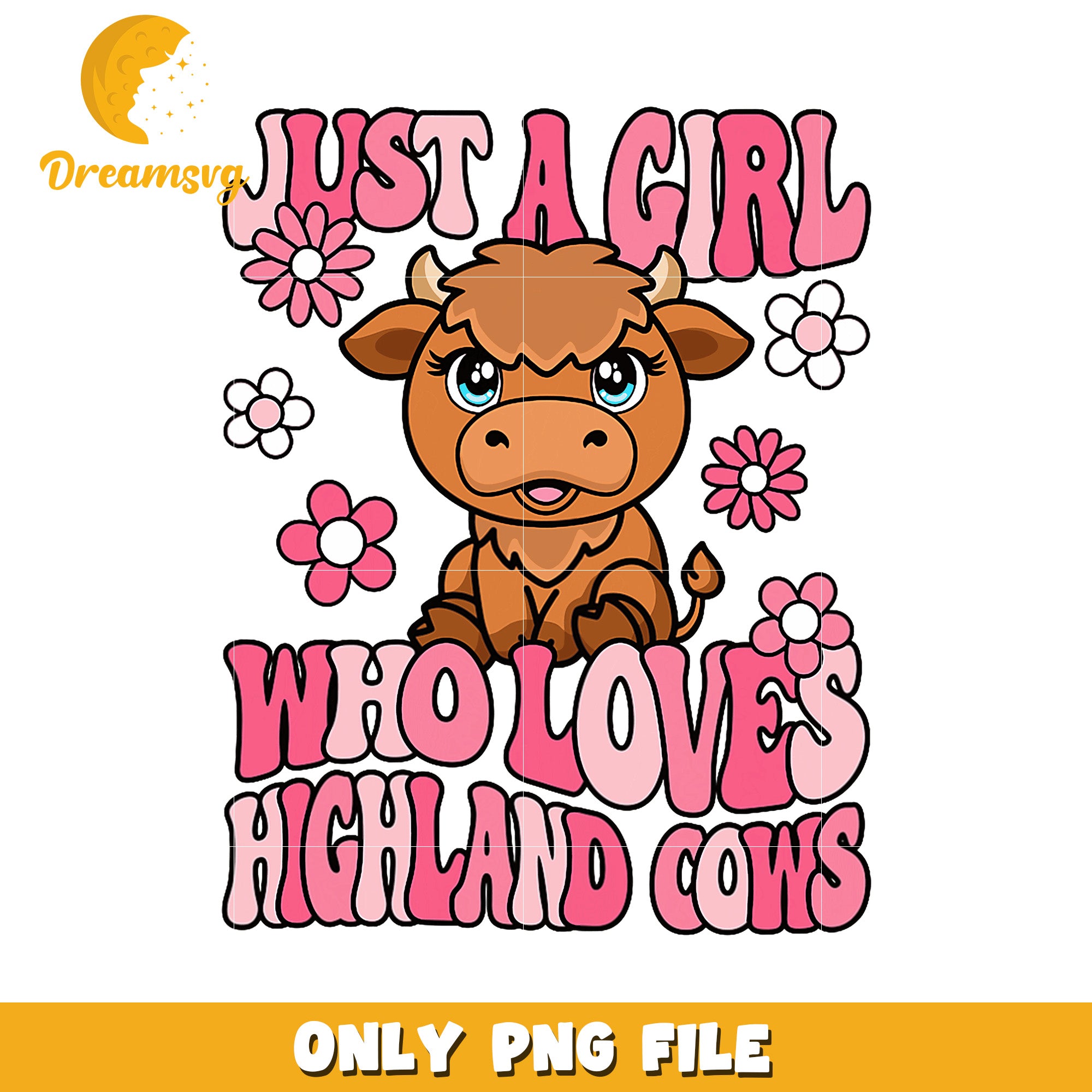Highland Cow Girl PNG Design