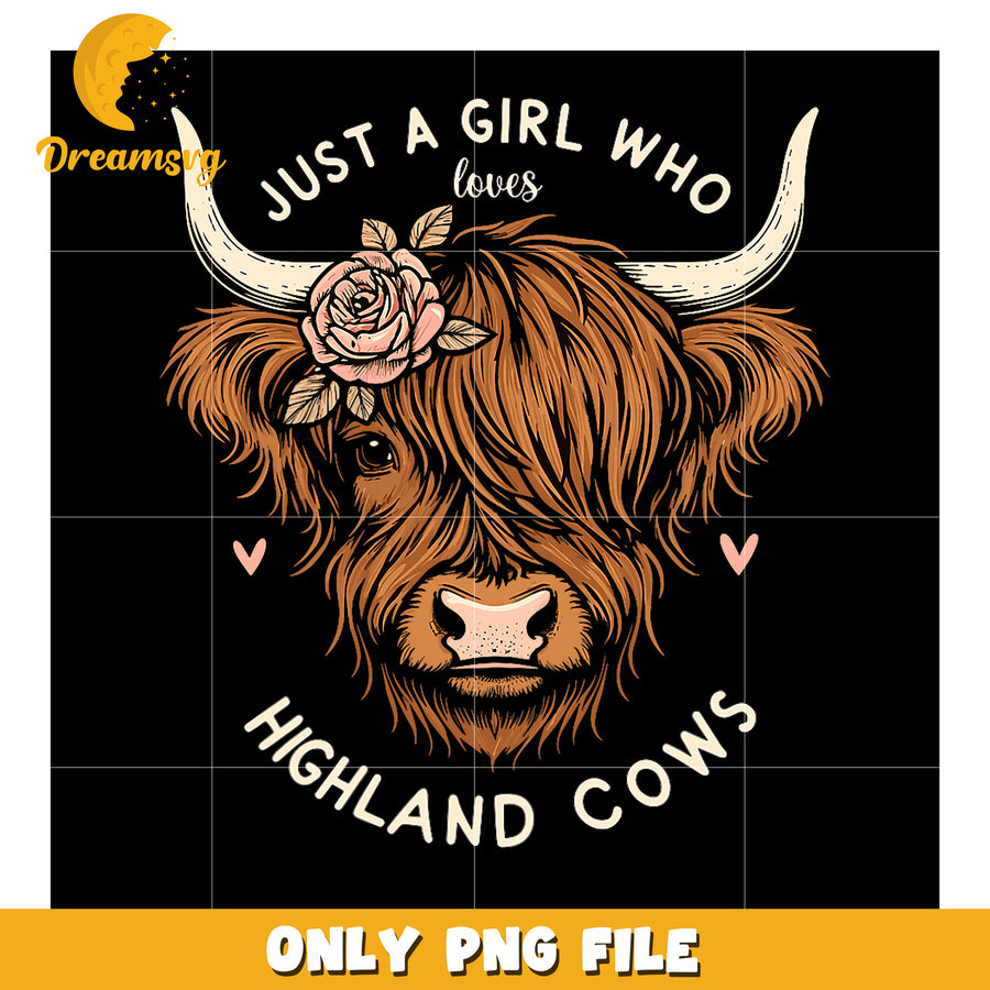 Highland Cow PNG Girl Loves Cows Design