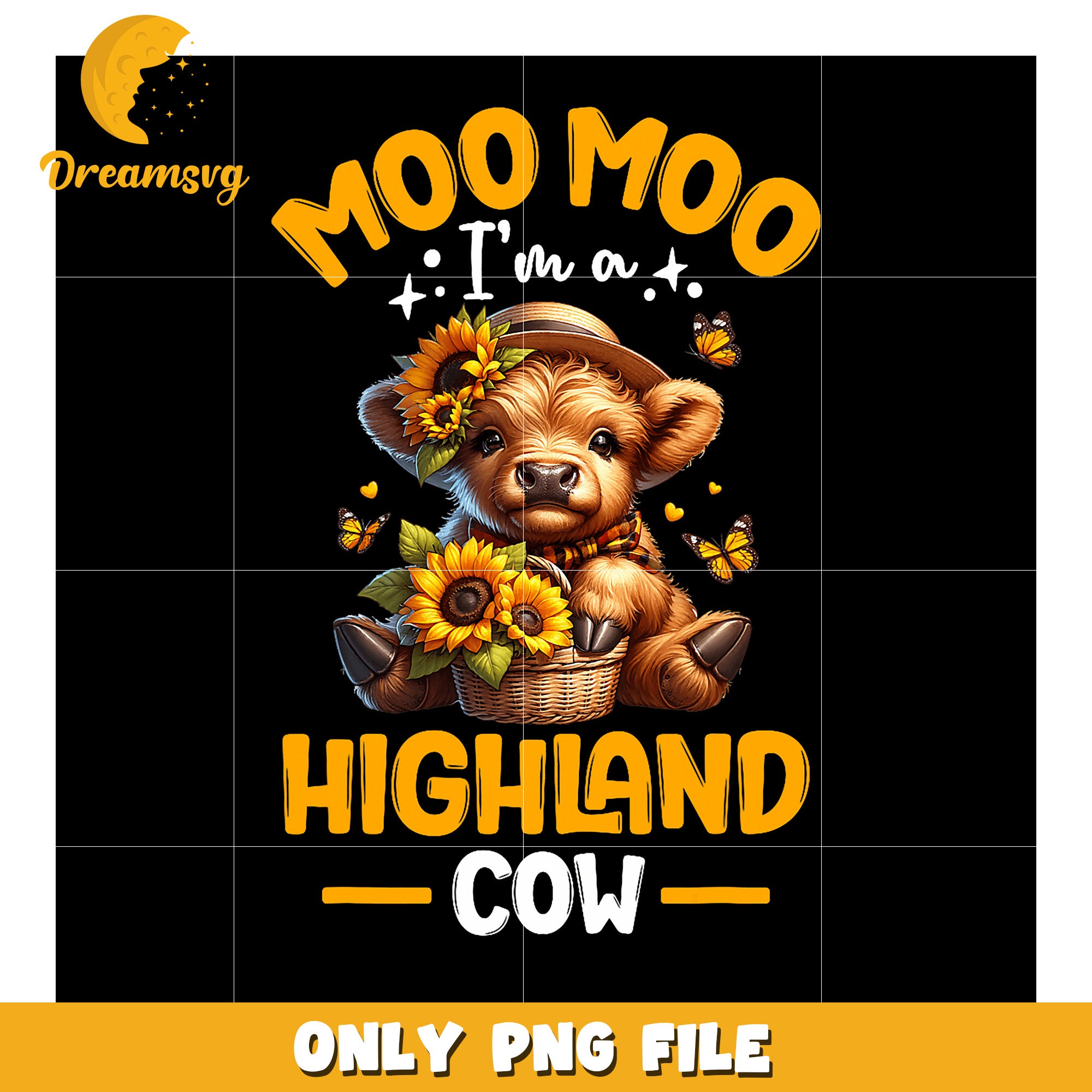 Highland Cow PNG Moo Moo I'm a Cute Cow
