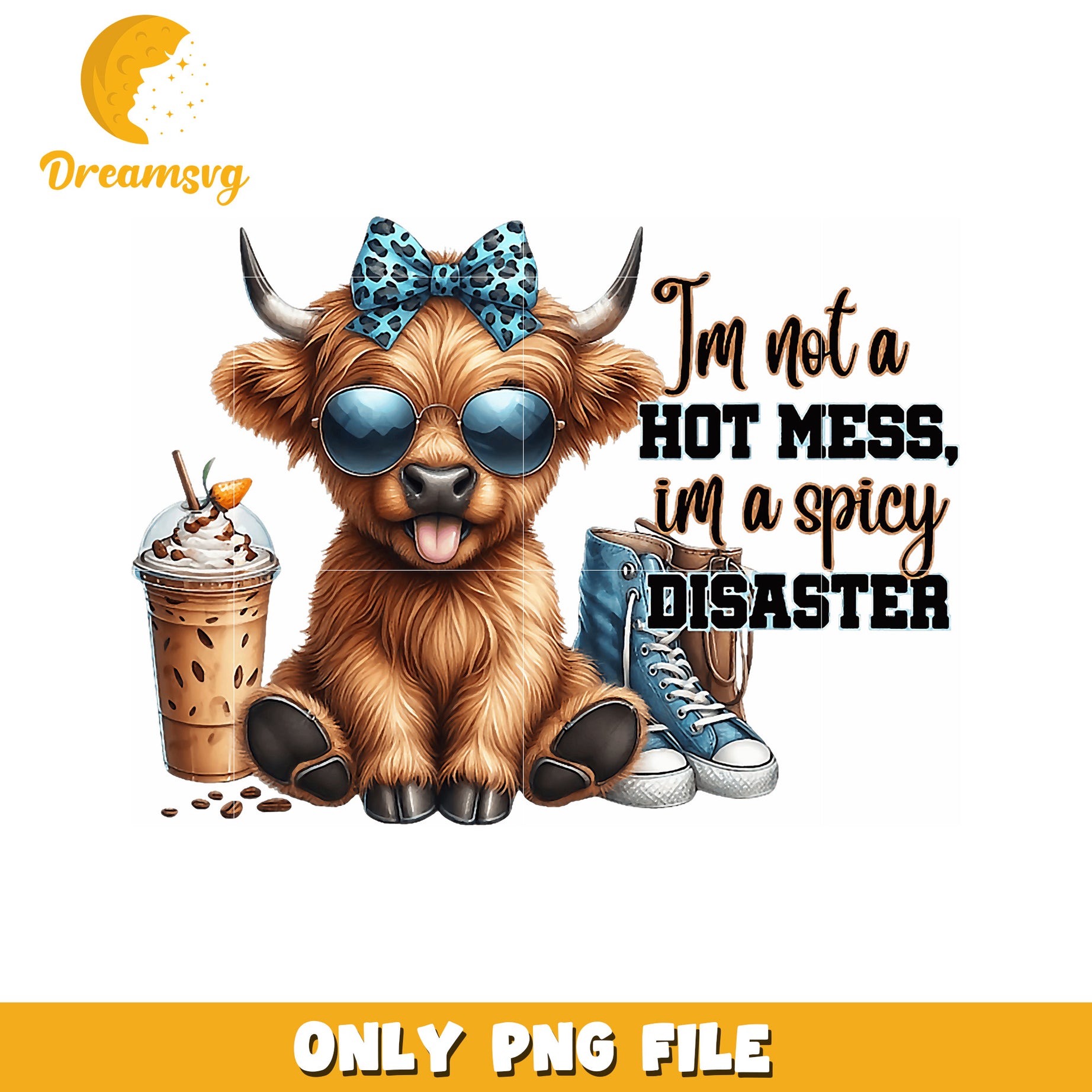 Highland Cow PNG Spicy Disaster Design