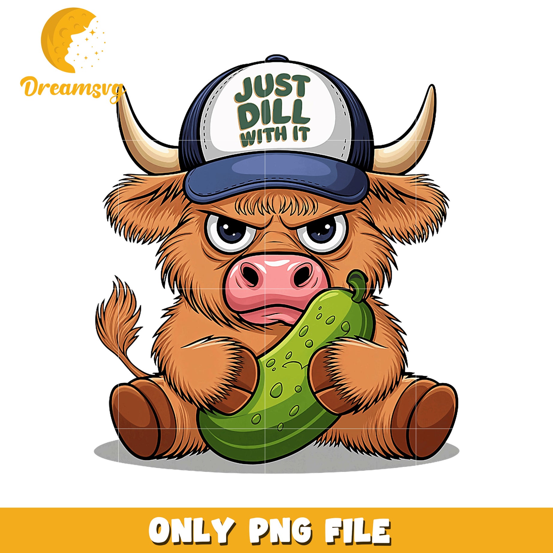 Highland Cow Pickle PNG Just Dill With It