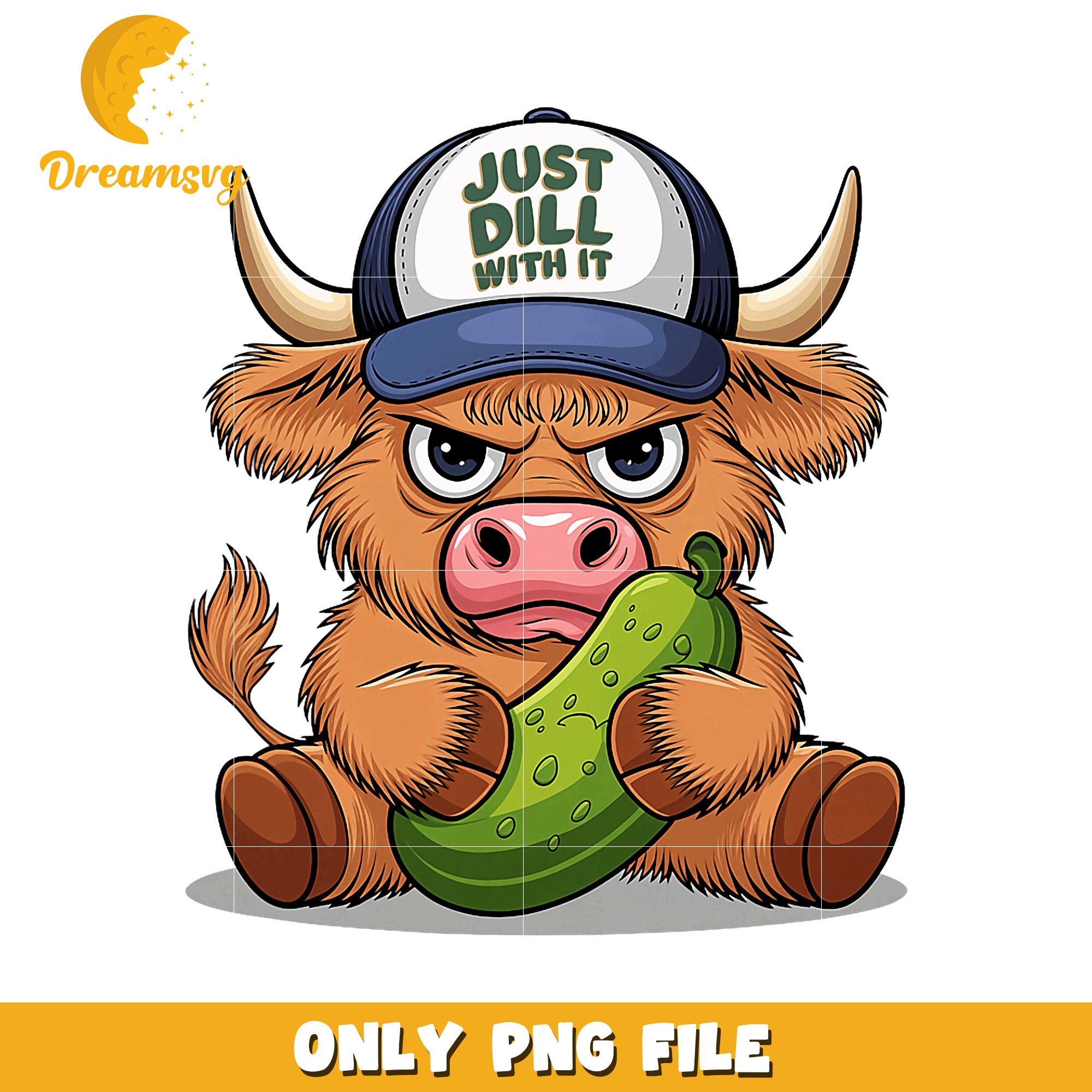 Highland Cow Pickle PNG Just Dill With It