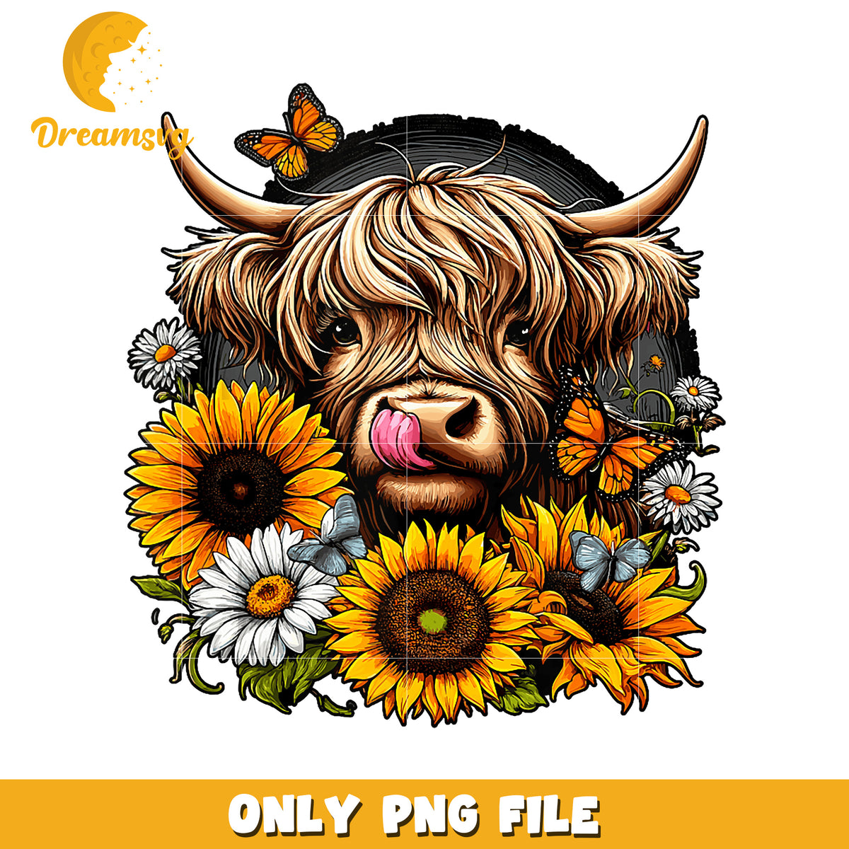 Highland Cow Sunflower PNG Sublimation – DreamSVG Store