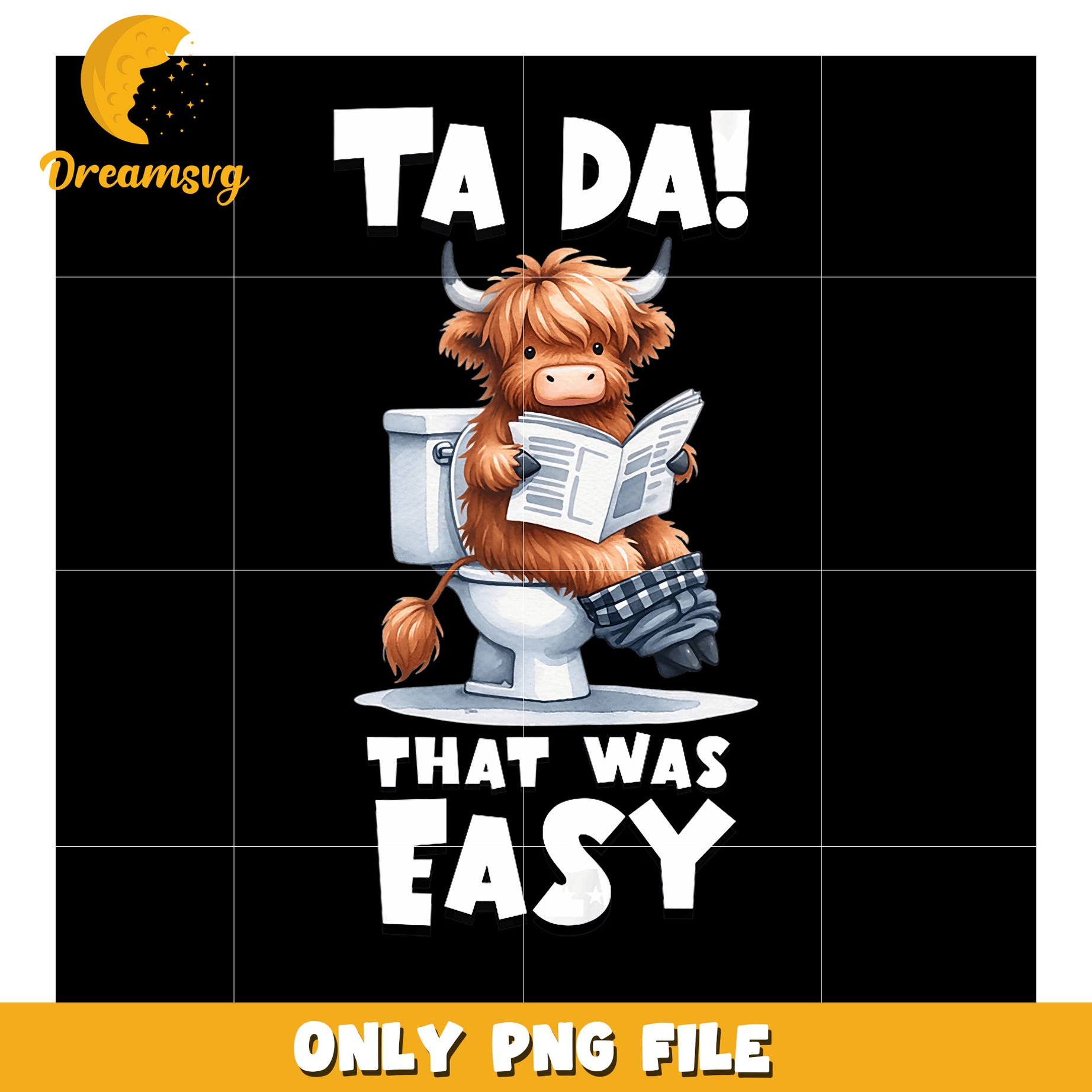 Highland Cow Toilet PNG Funny Design