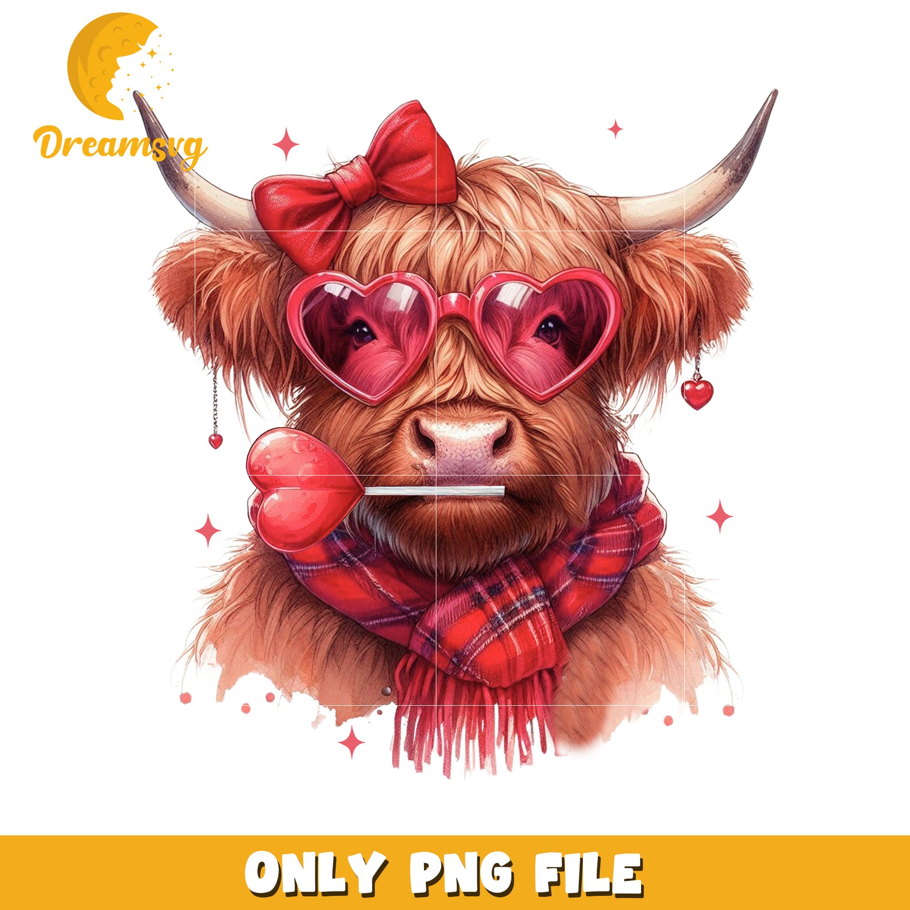 Highland Cow Valentines PNG