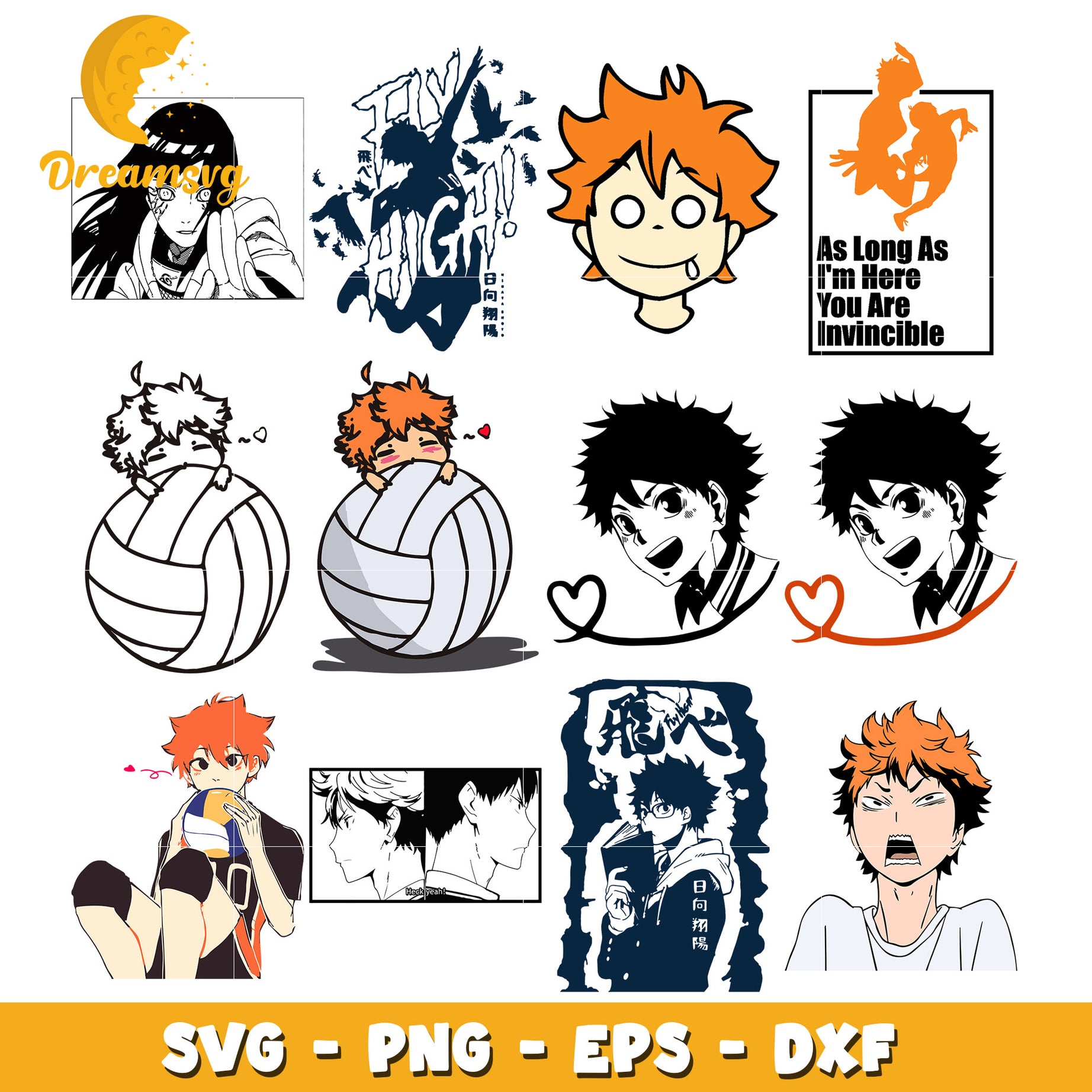 Shoyo hinata characters design bundle svg, haikyu anime​ svg