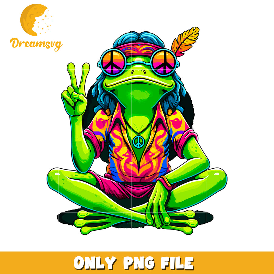 Hippie Frog PNG Peace Sign Frog Clipart