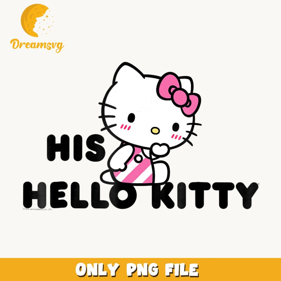 His Hello Kitty PNG, Sanrio Couple Shirt Design, Pink Bow PNG