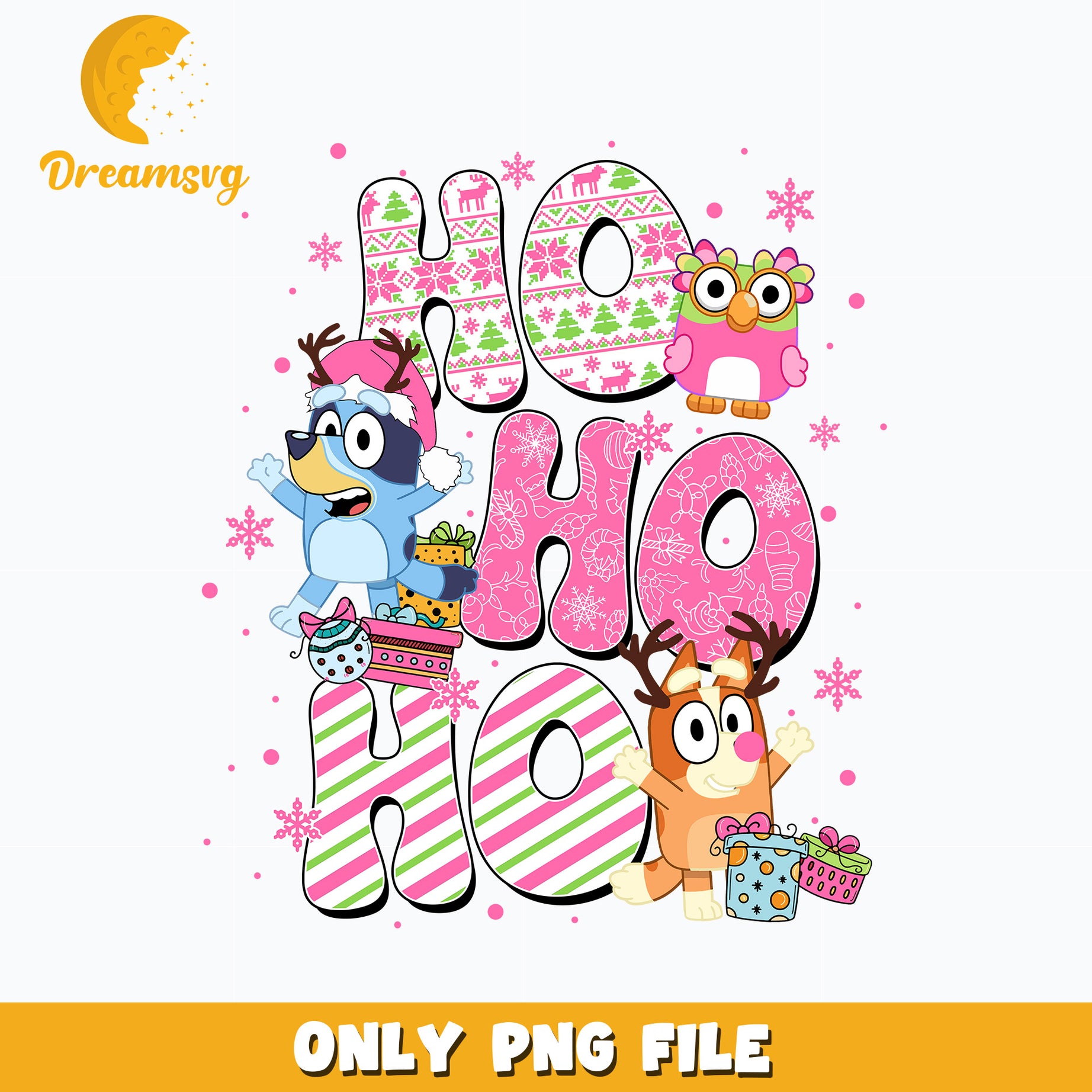 Ho Ho Ho Bluey and Bingo christmas png