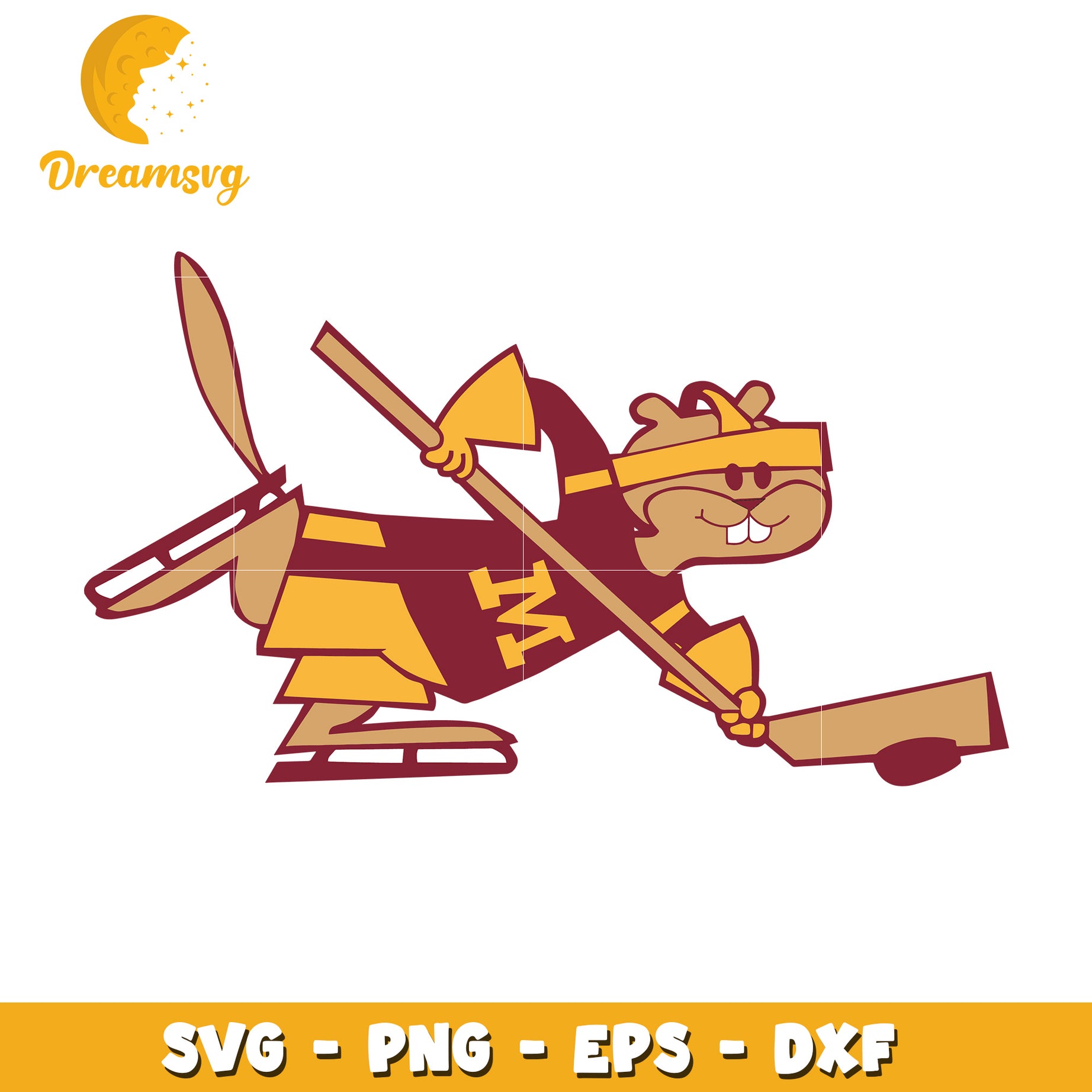 Hockey Beaver SVG PNG EPS DXF Cut File