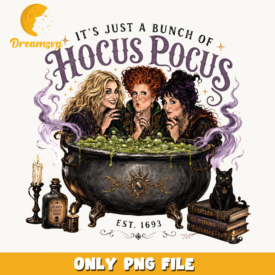 Hocus Pocus Witches Clipart, Green Cauldron Potion Spell, Outfit PNG