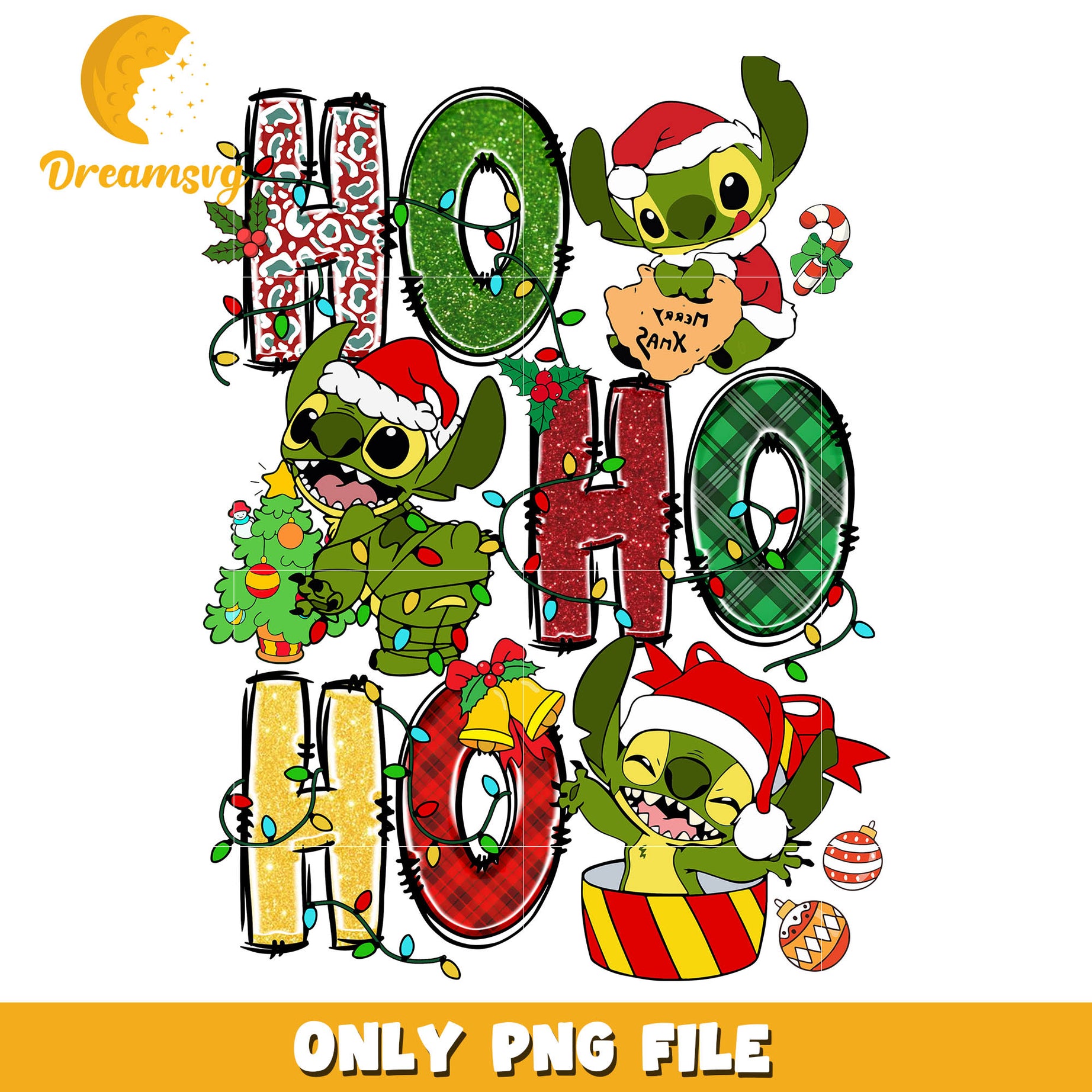 Ho ho ho stitch christmas png, disney stitch christmas​ png