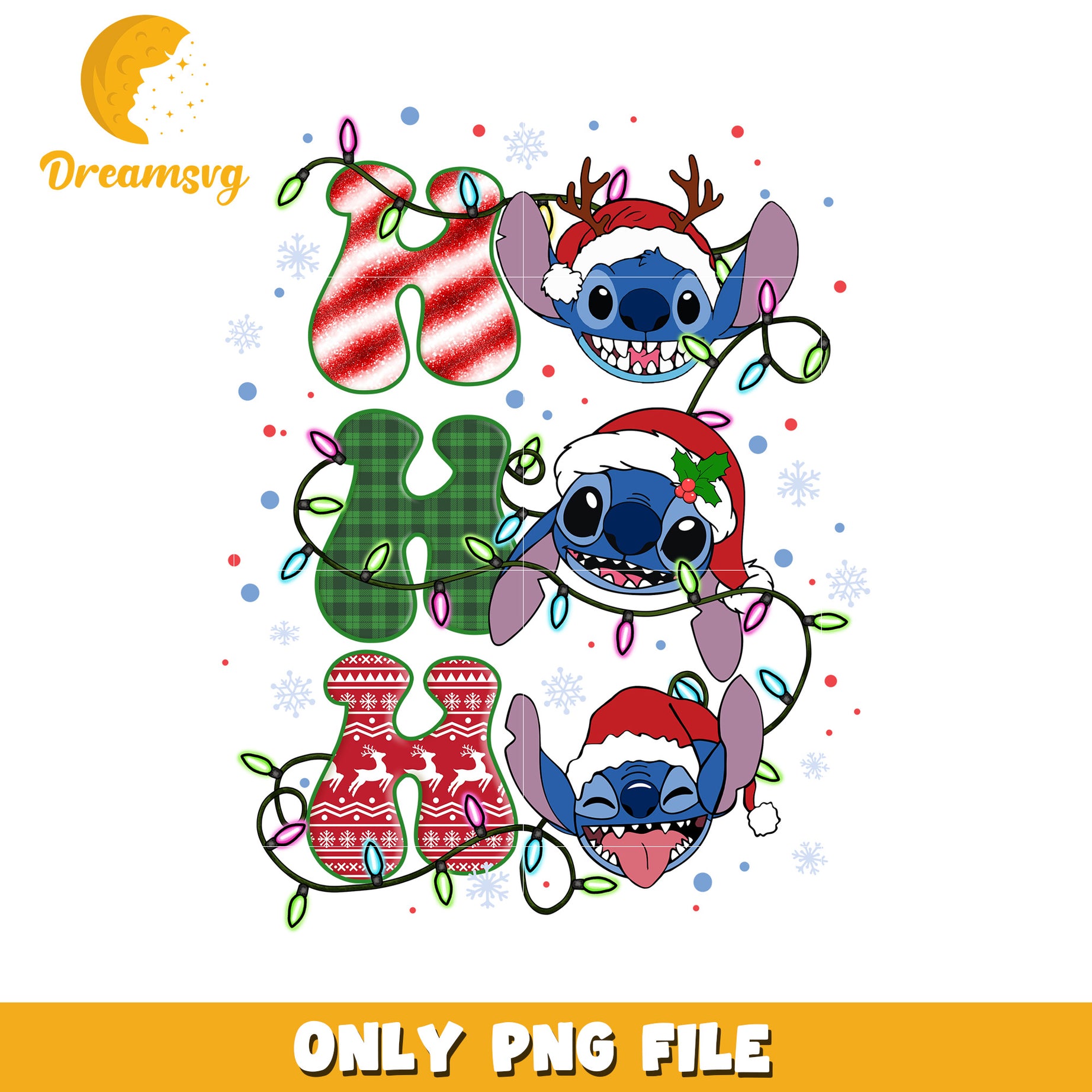 Ho ho ho stitch png, christmas sparkle png, disney winter png
