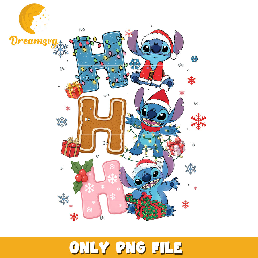 Hohoho stitch png, white christmas​​​ png, cartoon​ png