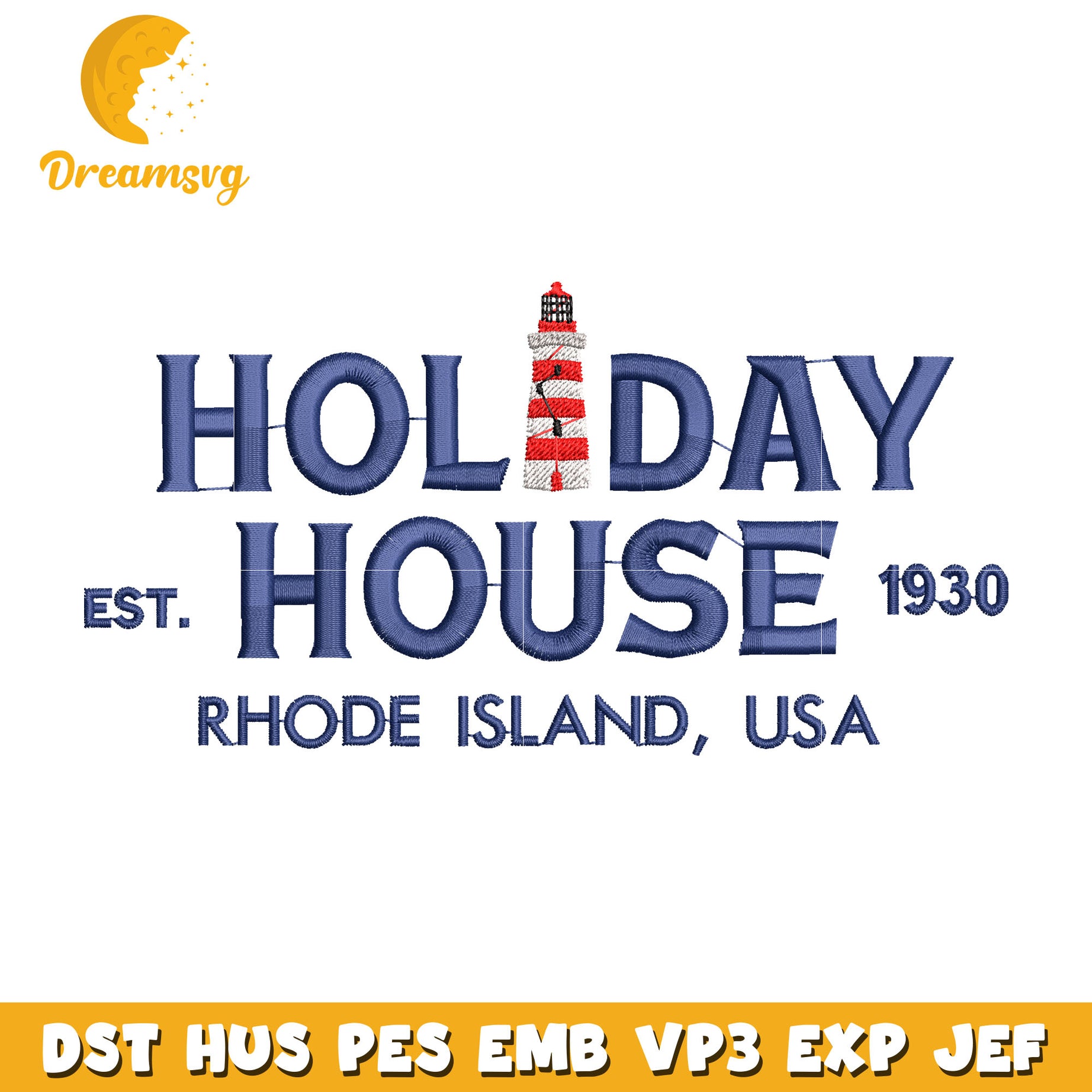 Holiday house usa embroidery design