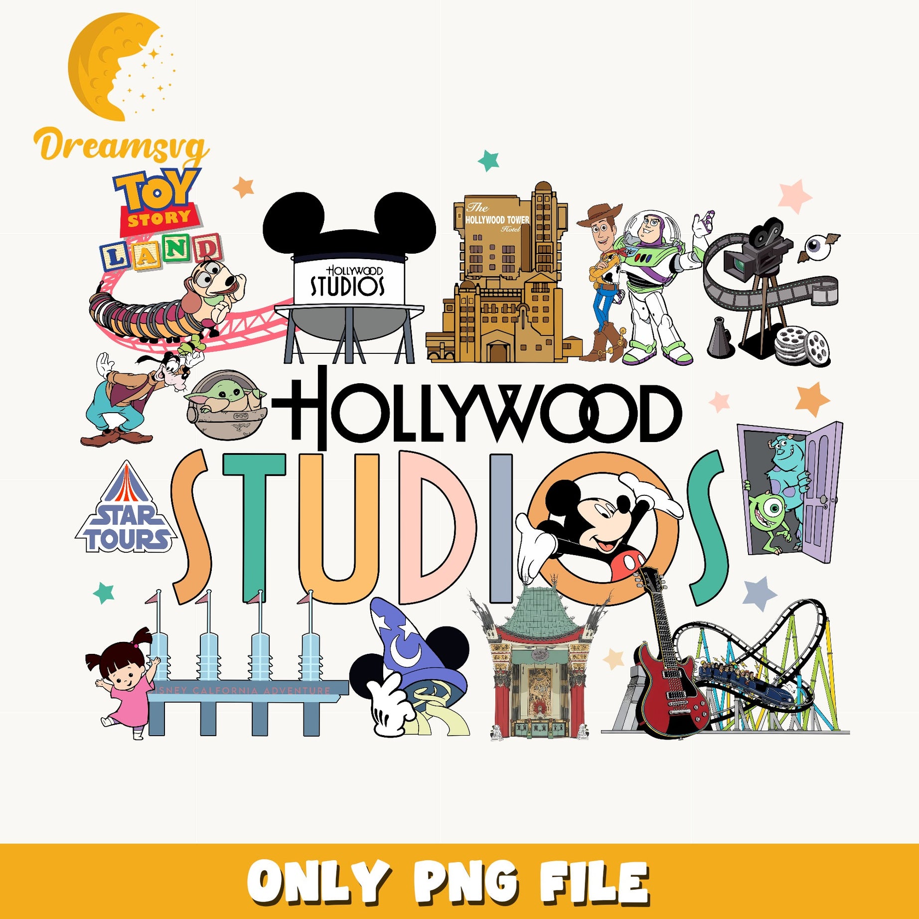 Hollywood Studios PNG Bundle, Disney Park Characters PNG, Mickey PNG