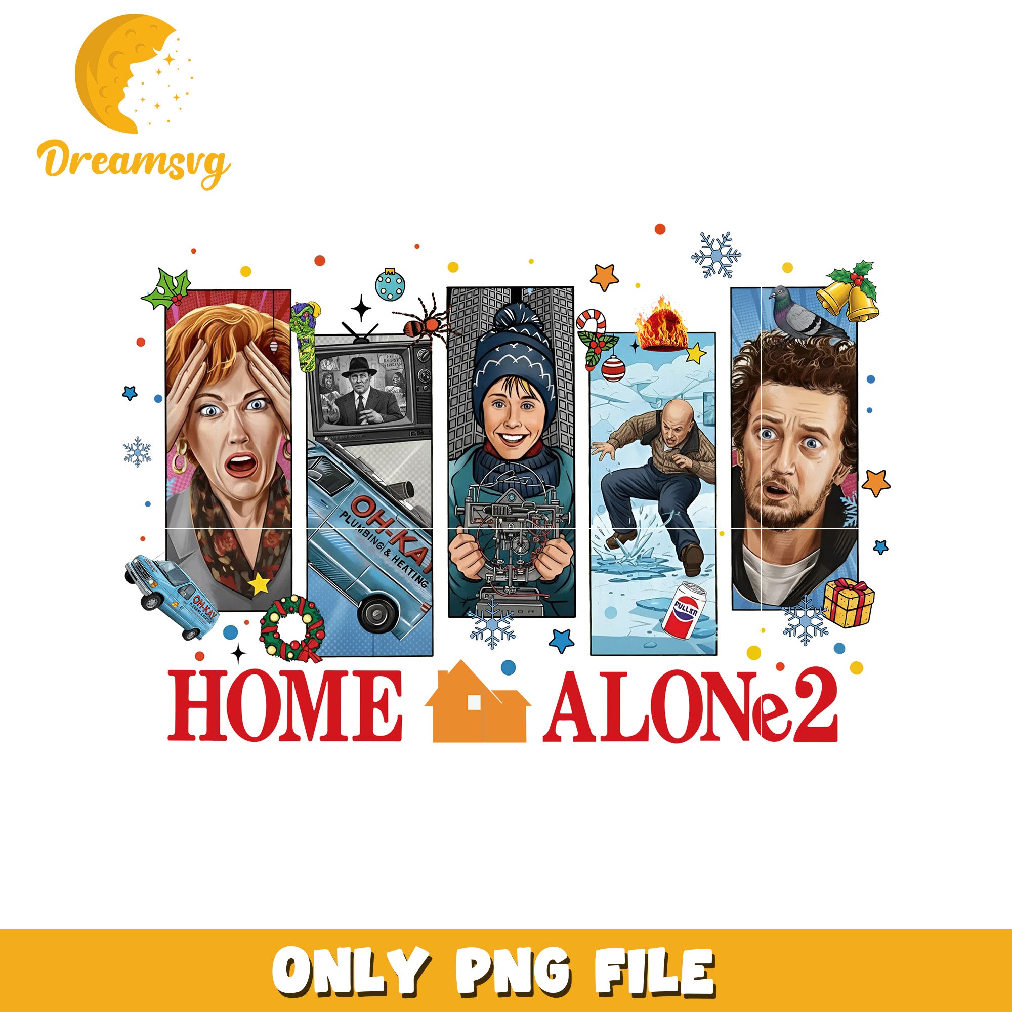 Home alone png, white christmas​​​ png, cartoon​ png