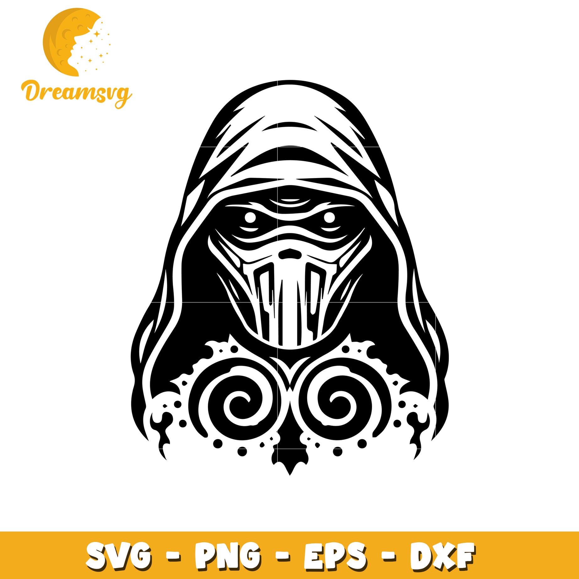 Hooded Warrior Mask SVG PNG EPS DXF