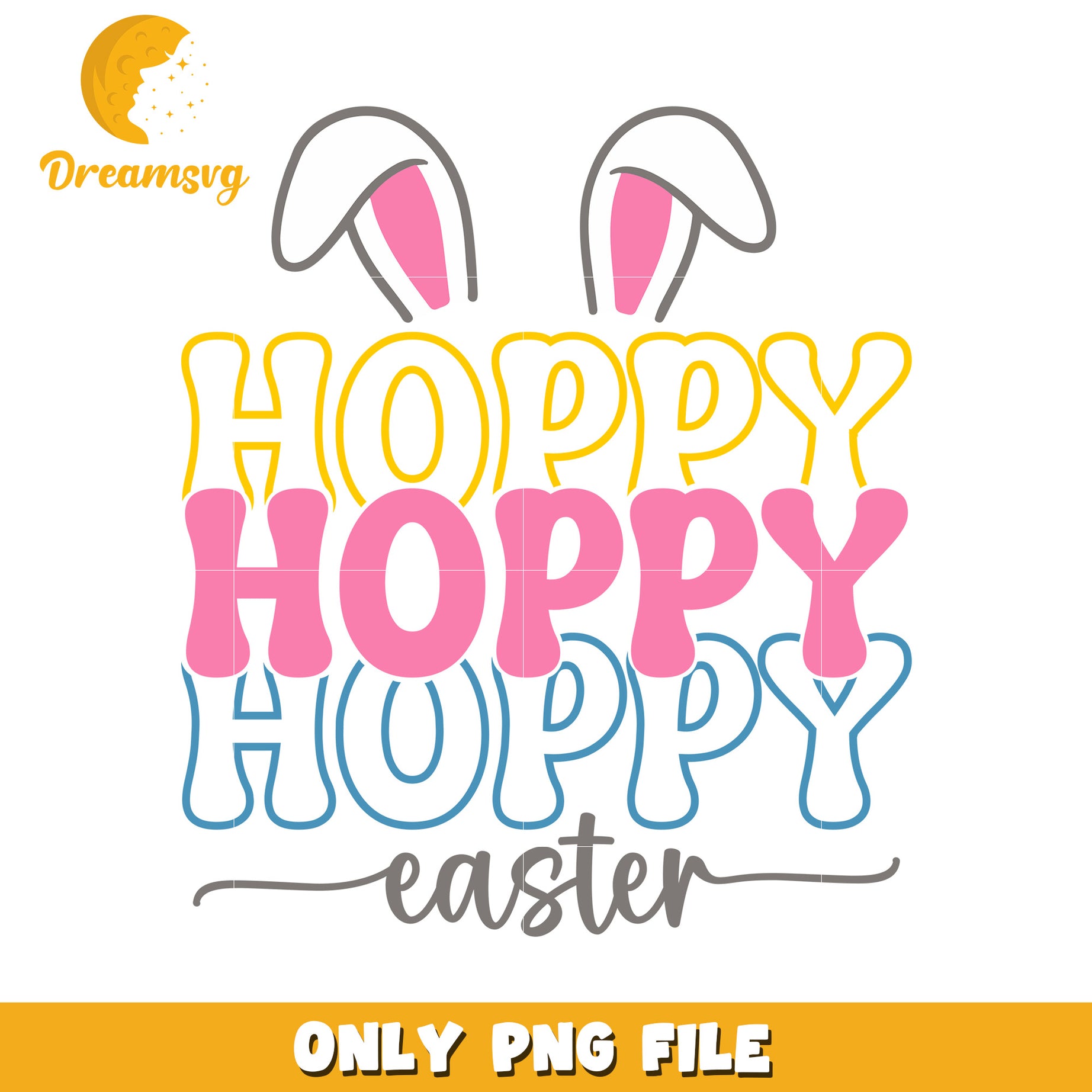 Hoppy Easter Colorful Bunny Design PNG for Crafts