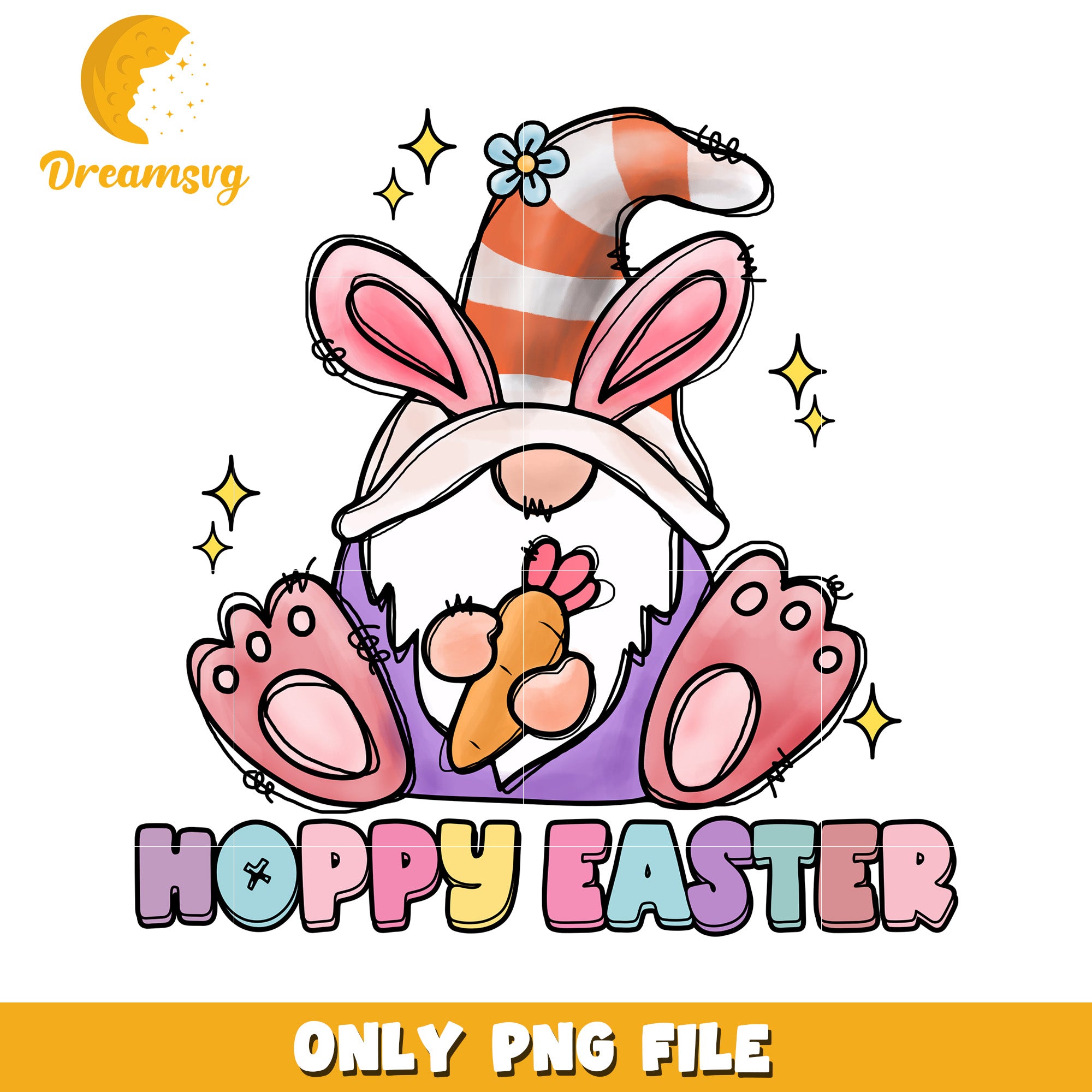 Hoppy Easter Cute Bunny Gnome PNG for Spring Decor