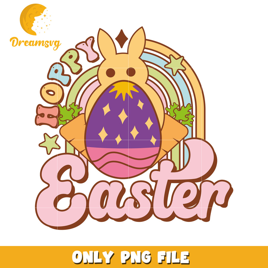 Hoppy Easter Cute Bunny and Colorful Egg PNG Image