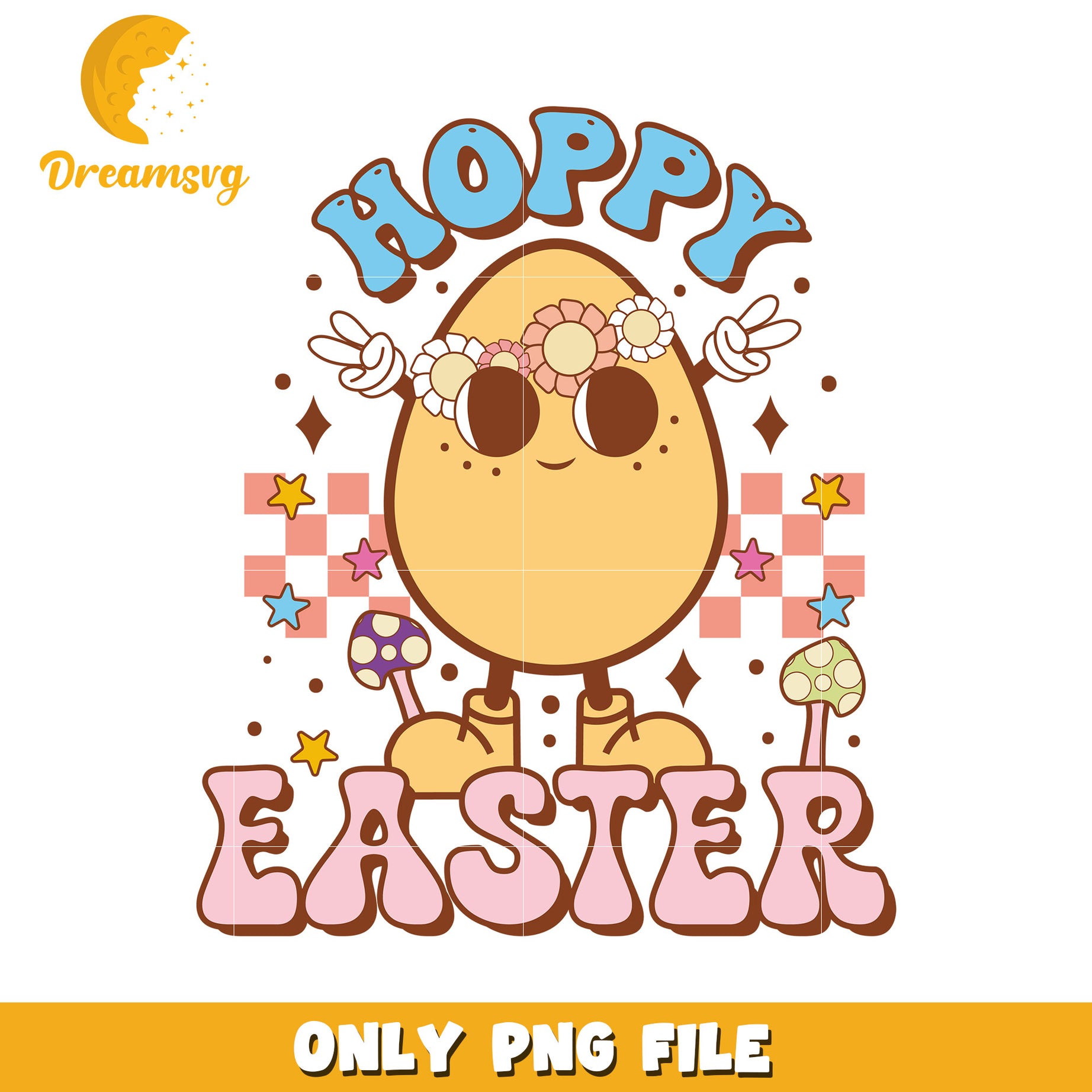 Hoppy Easter Cute Egg Design PNG for Spring Celebrations