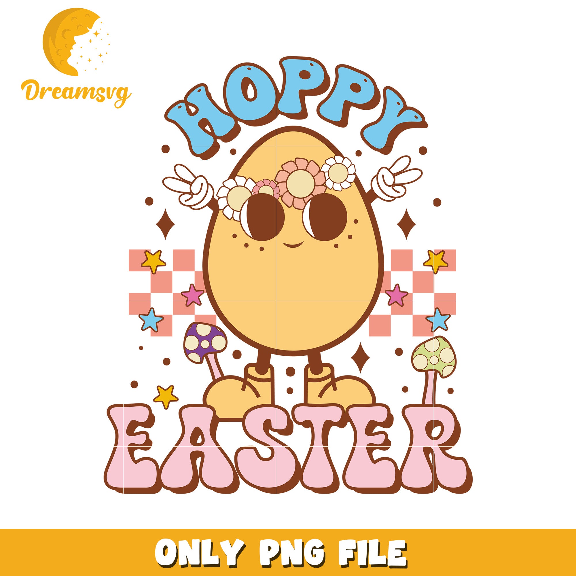 Hoppy Easter Cute Egg Design PNG for Spring Celebrations