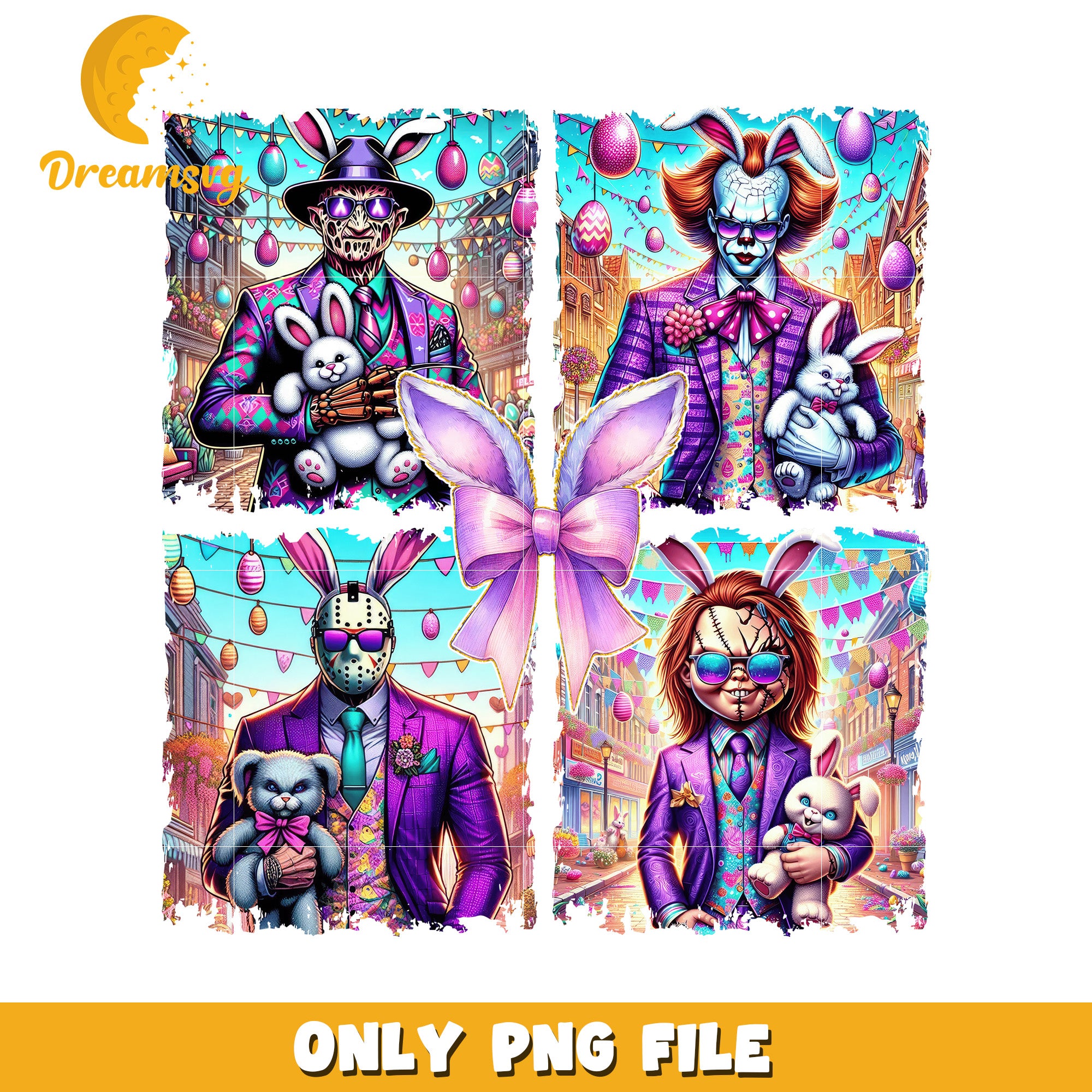 Horror Easter Bunny PNG Freddy, Chucky, Jason