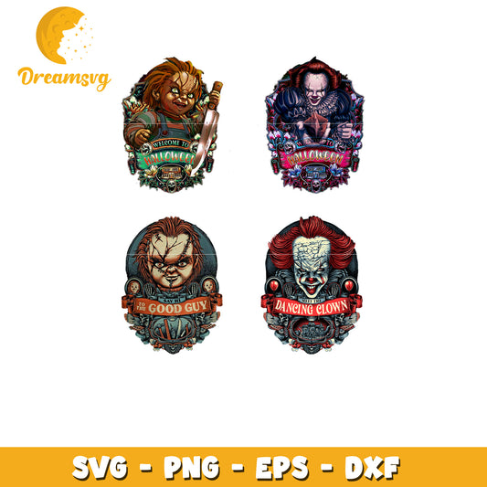 horror characters welcome to halloween bundle svg, horror movie svg