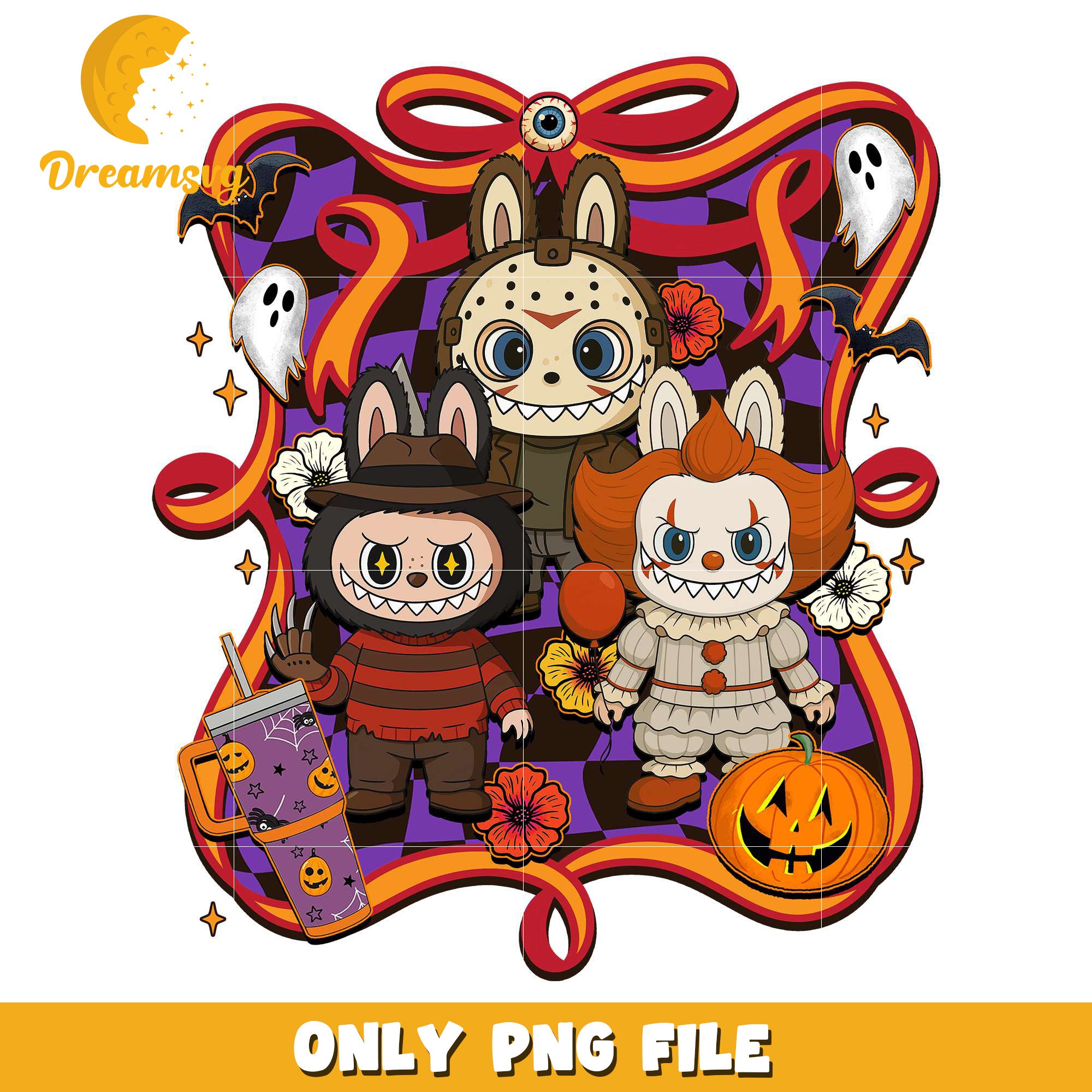 Horror Labubu Bow Halloween png, halloween horror nights​​ png, halloween​ png
