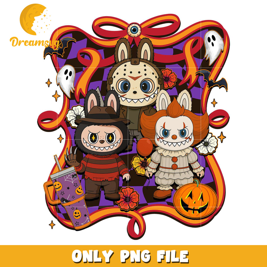 Horror Labubu Bow Halloween png, halloween horror nights​​ png, halloween​ png