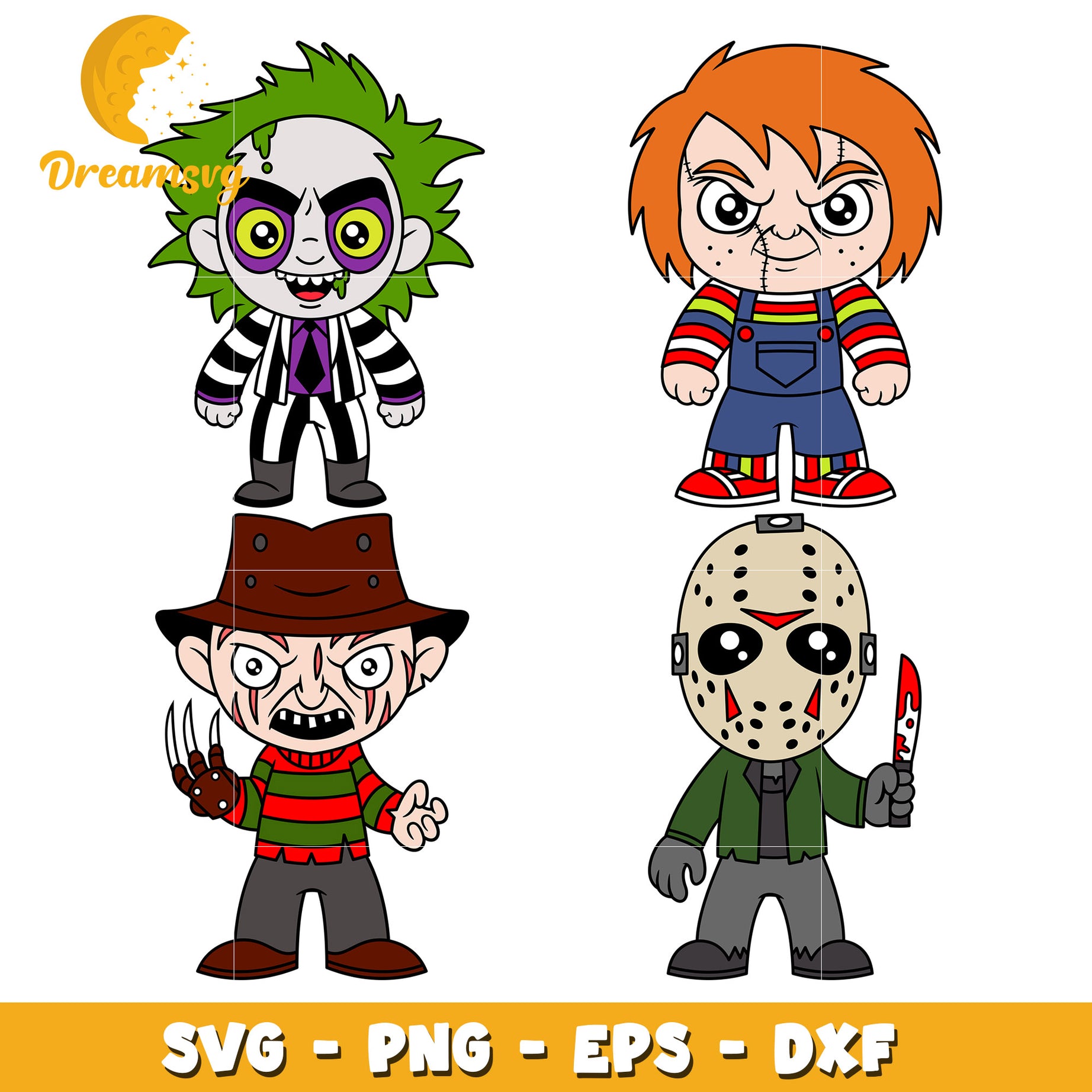 Horror Movie characters chibi bundle svg, Horror characters svg