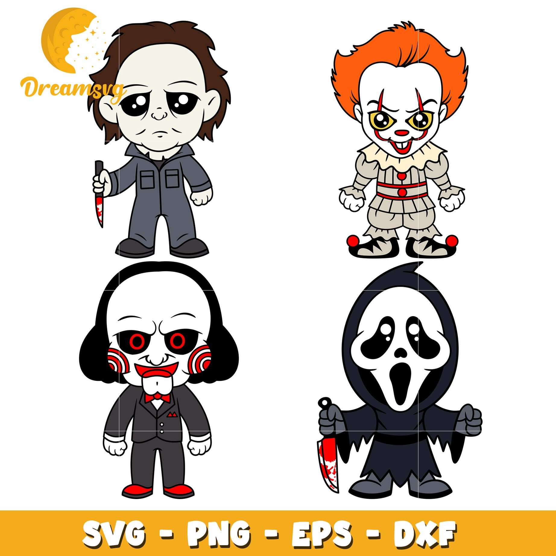 Horror Movie characters doll bundle svg, Horror characters svg