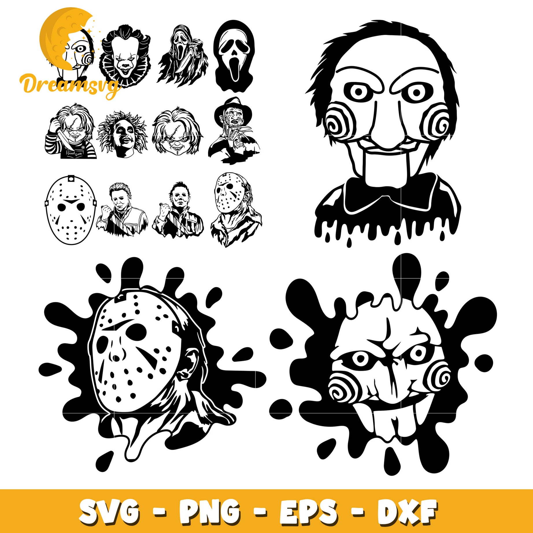 Horror Movie characters blood bundle svg, horror movie characters svg