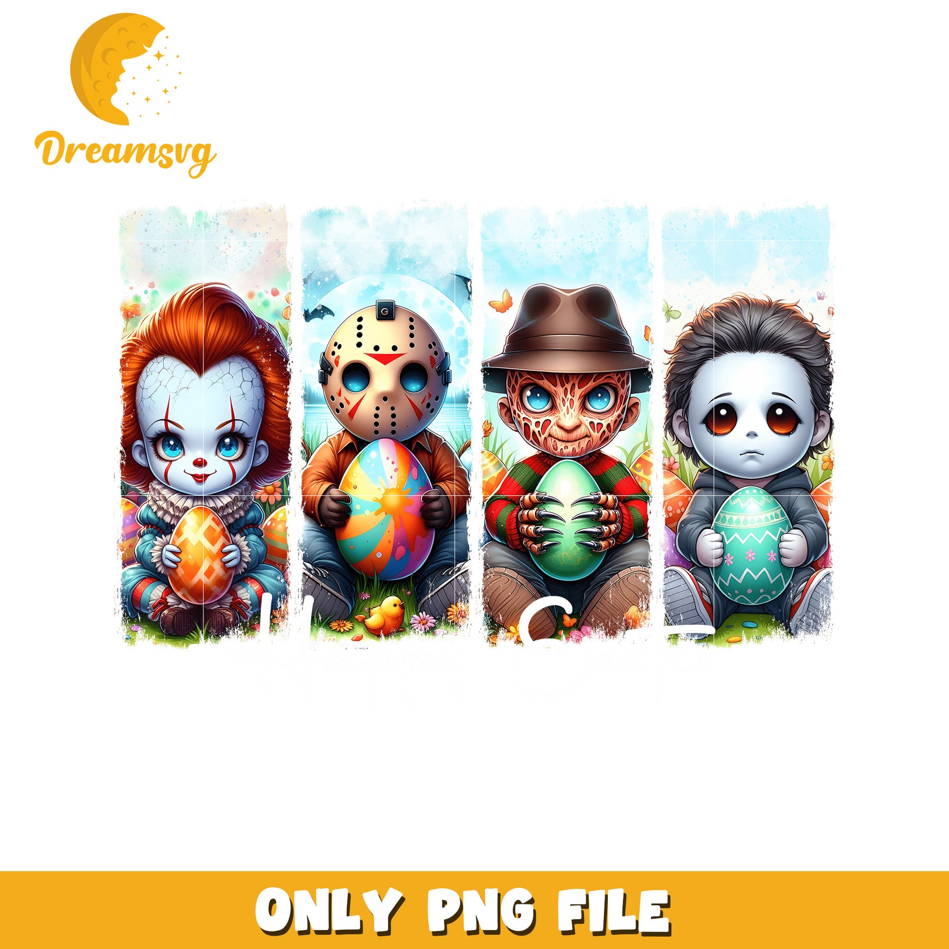 Horror Movie Easter PNG Pennywise, Jason, Freddy, Michael