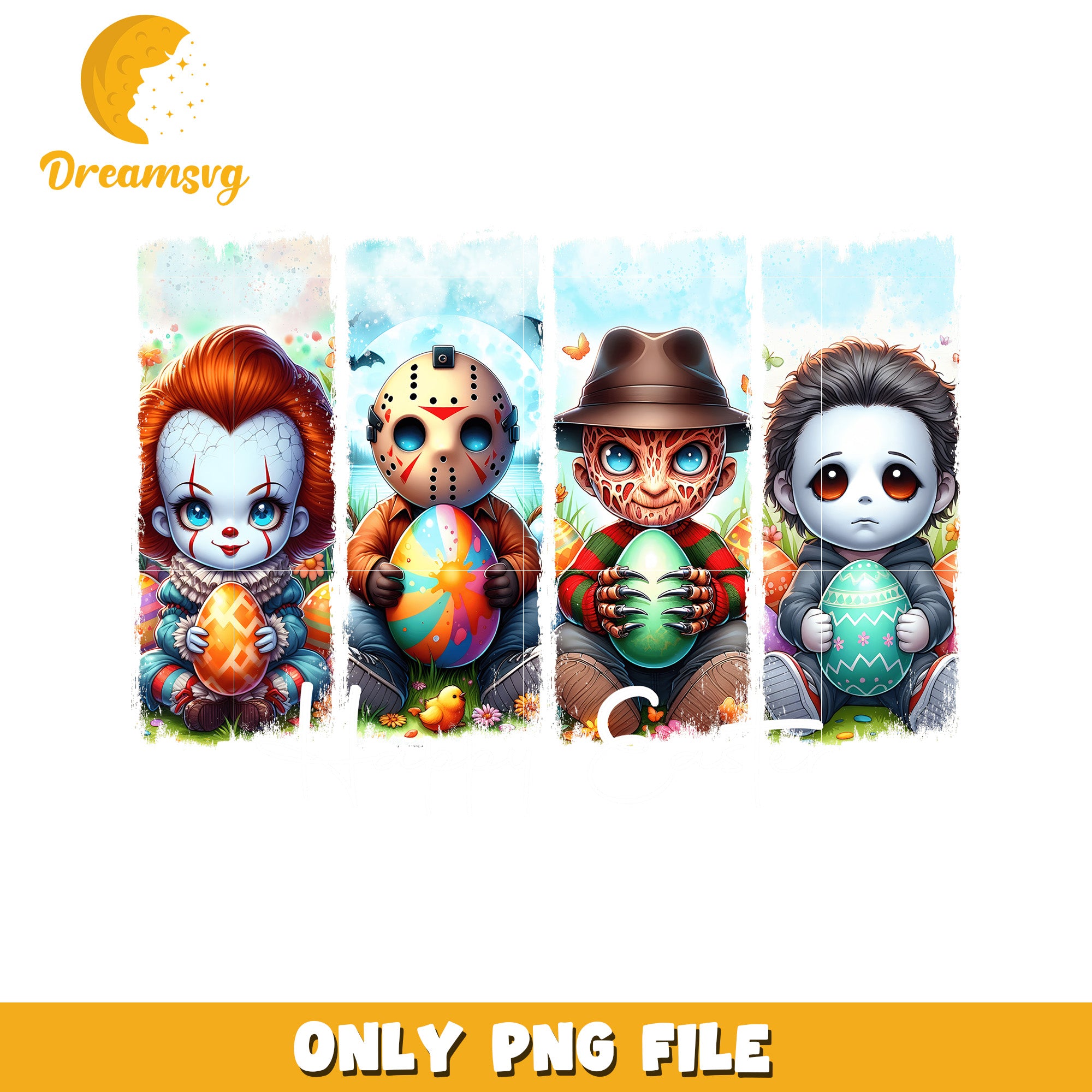 Horror Movie Easter PNG Pennywise, Jason, Freddy, Michael