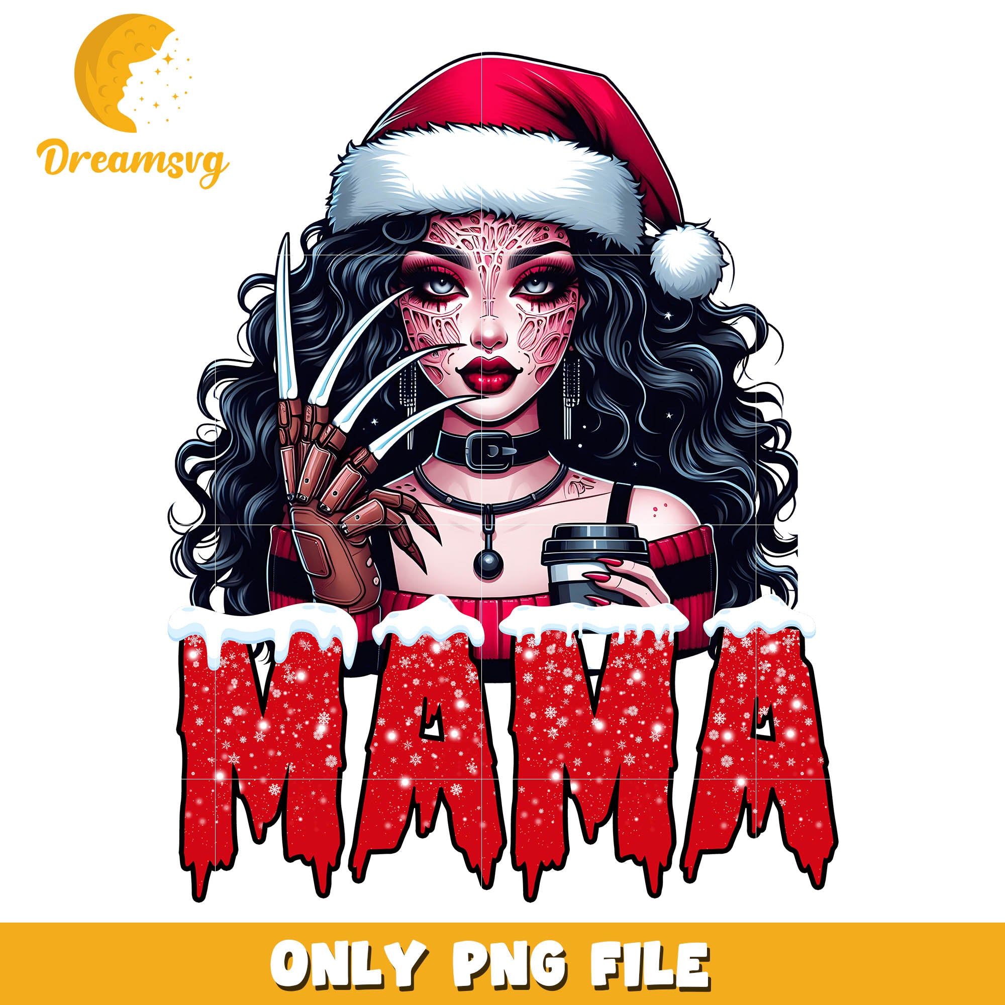 Horror killer mama christmas png, horror movie png, mama christmas png