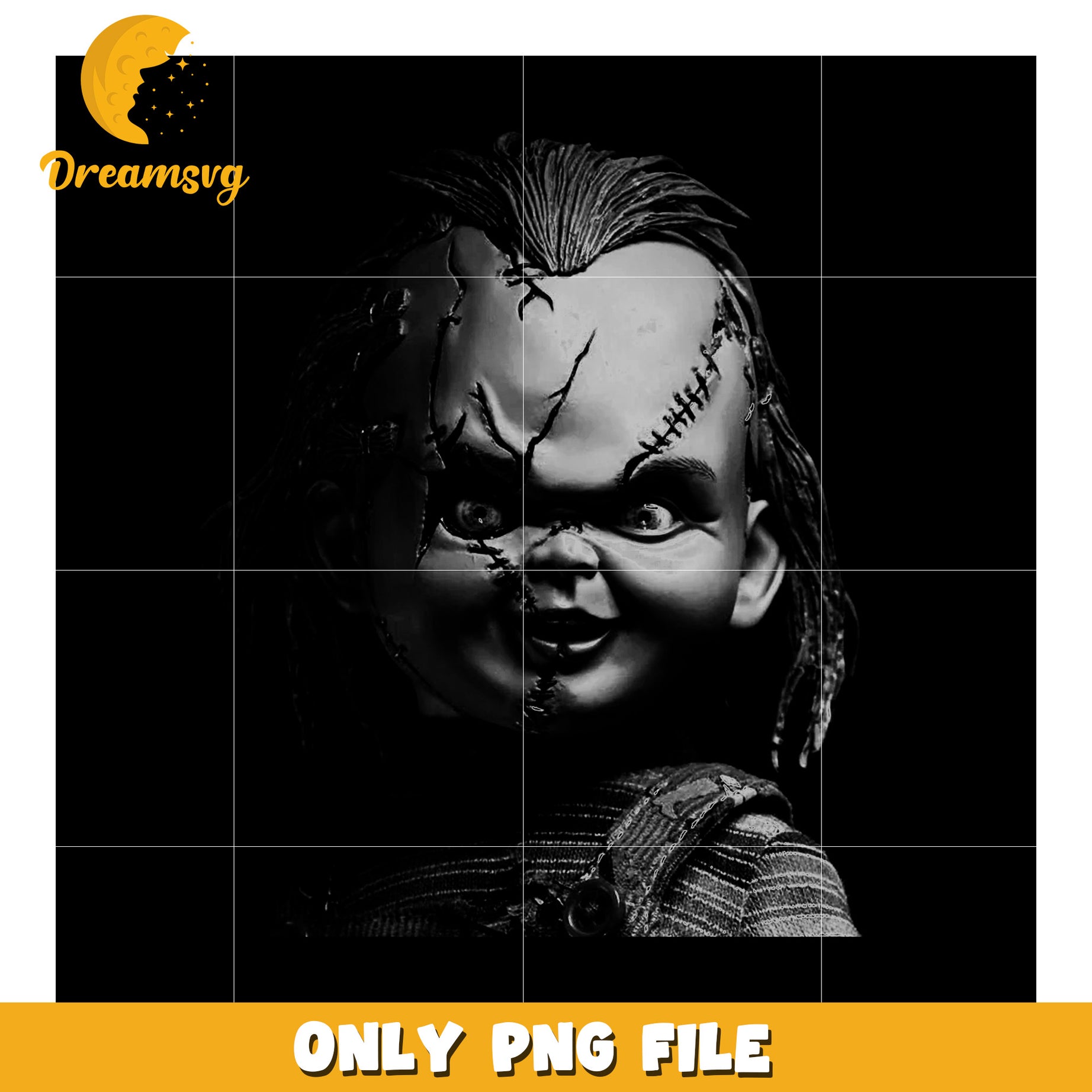 Horror chucky design png, halloween time png, spooky season png