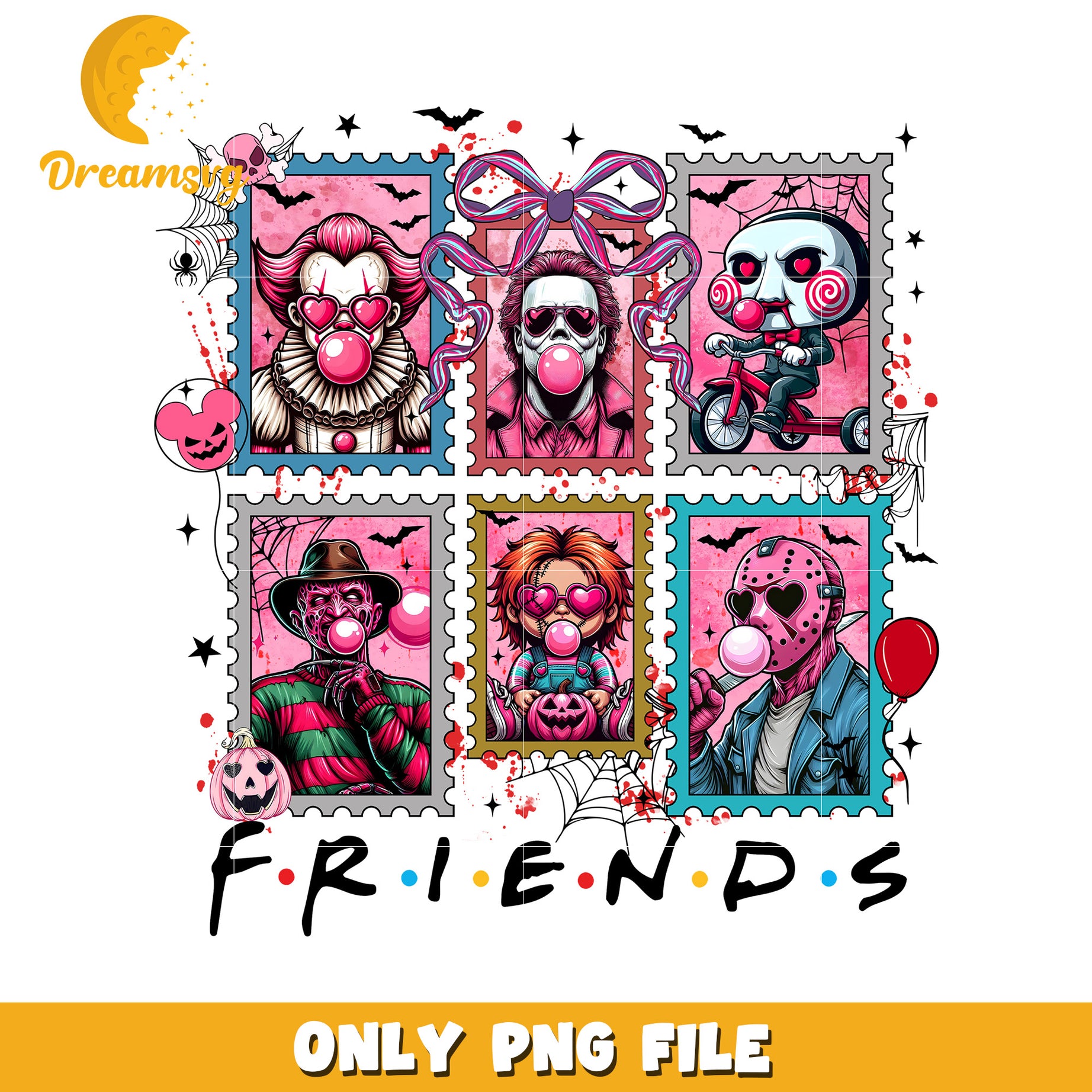 Horror friends png, halloween holiday png, halloween memes png