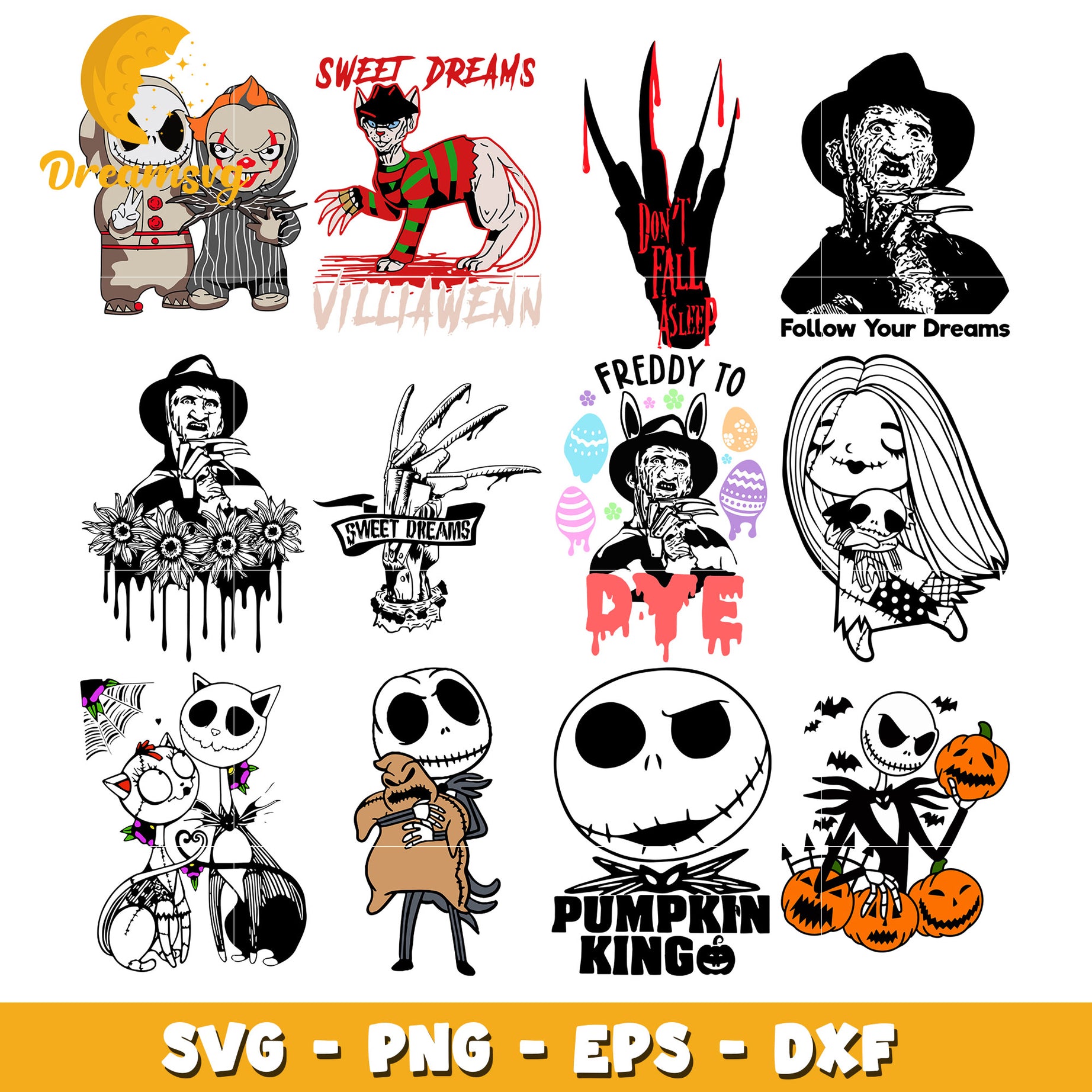 horror killer characters bundle svg, horror movie characters svg