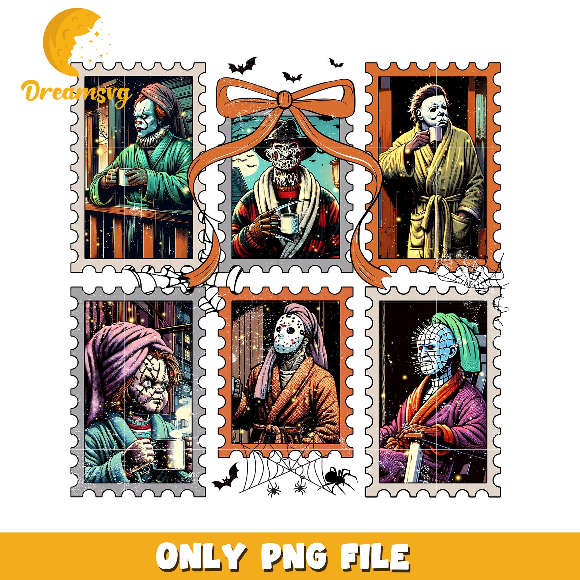 Horror movie characters png, halloween holiday png, halloween memes png